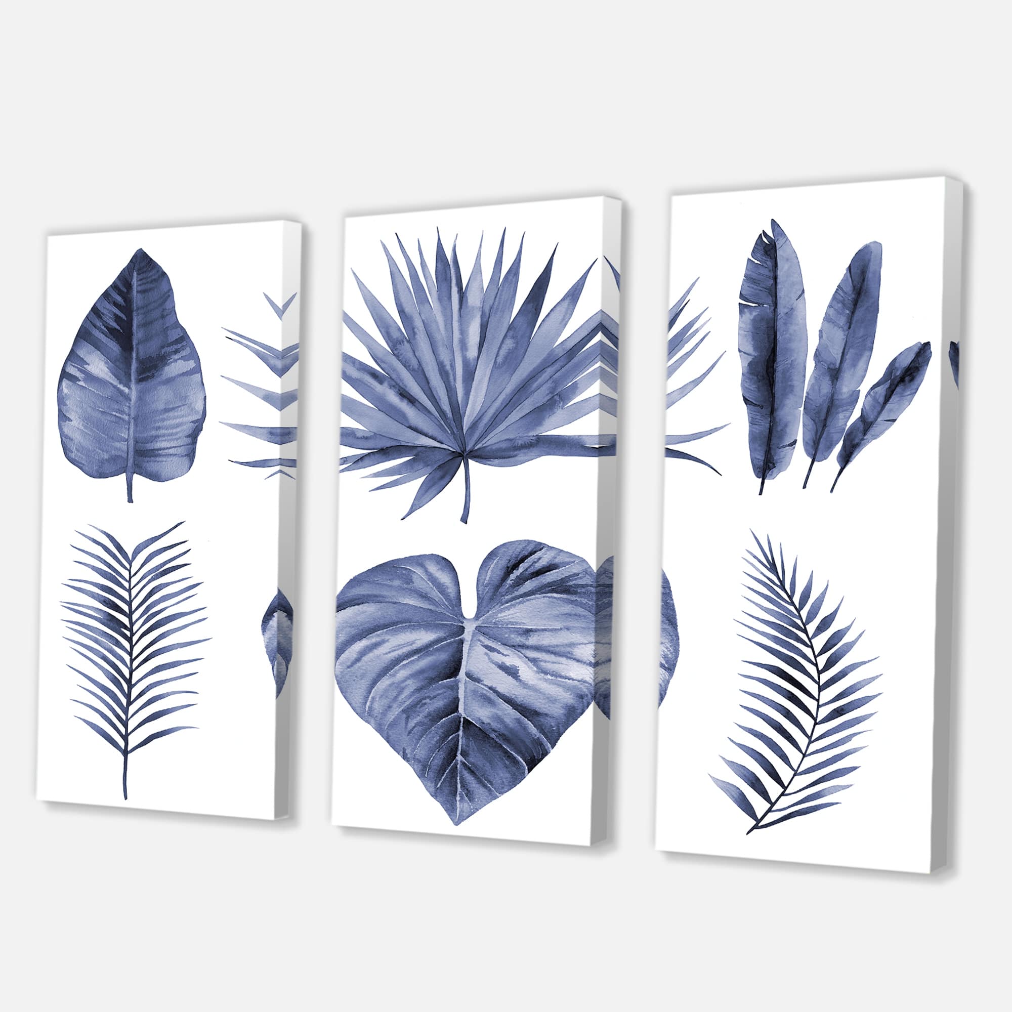 Designart - Tropical Blue Watercolour Leaves IV