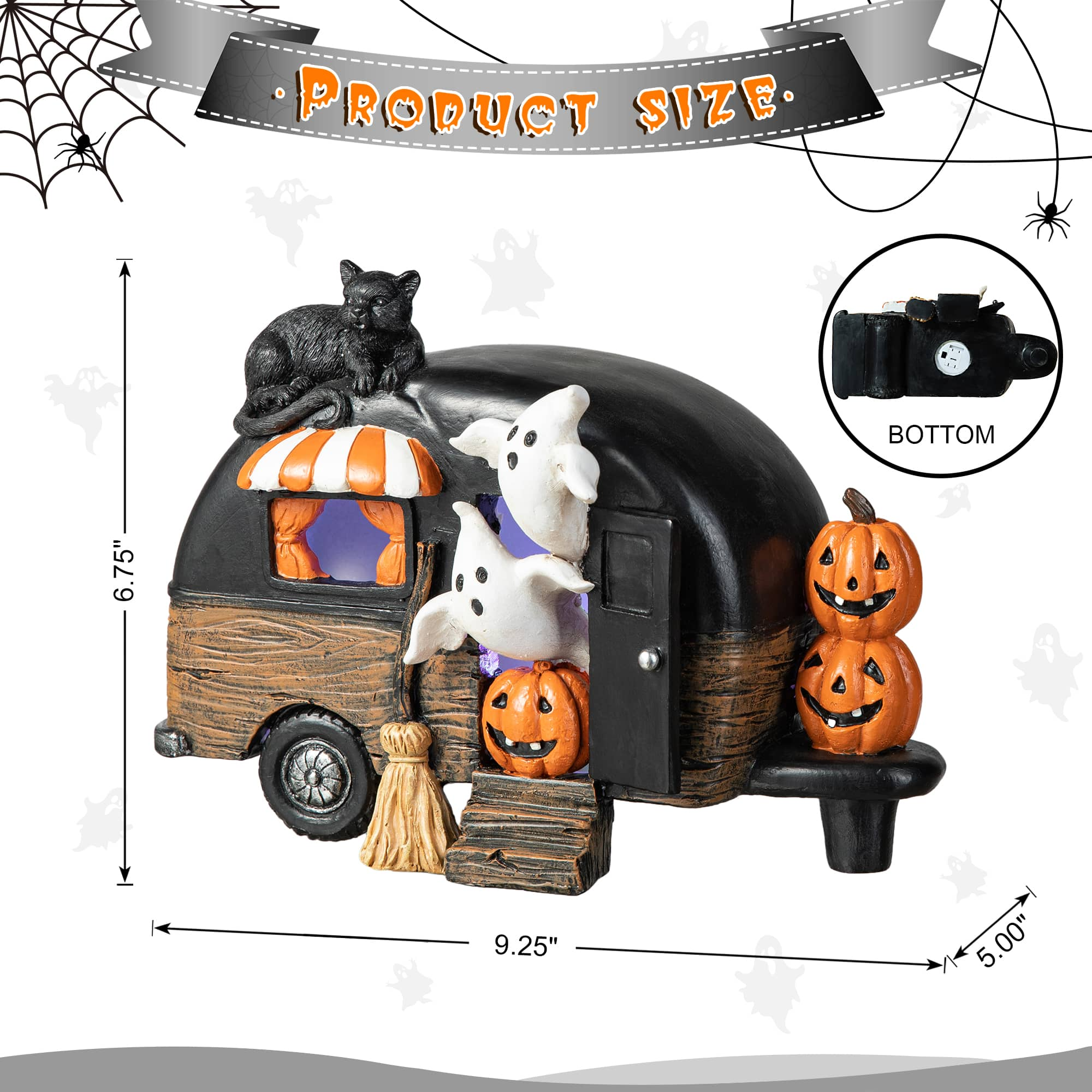 Glitzhome&#xAE; 9.25&#x22; Halloween Lighted Camper Table D&#xE9;cor