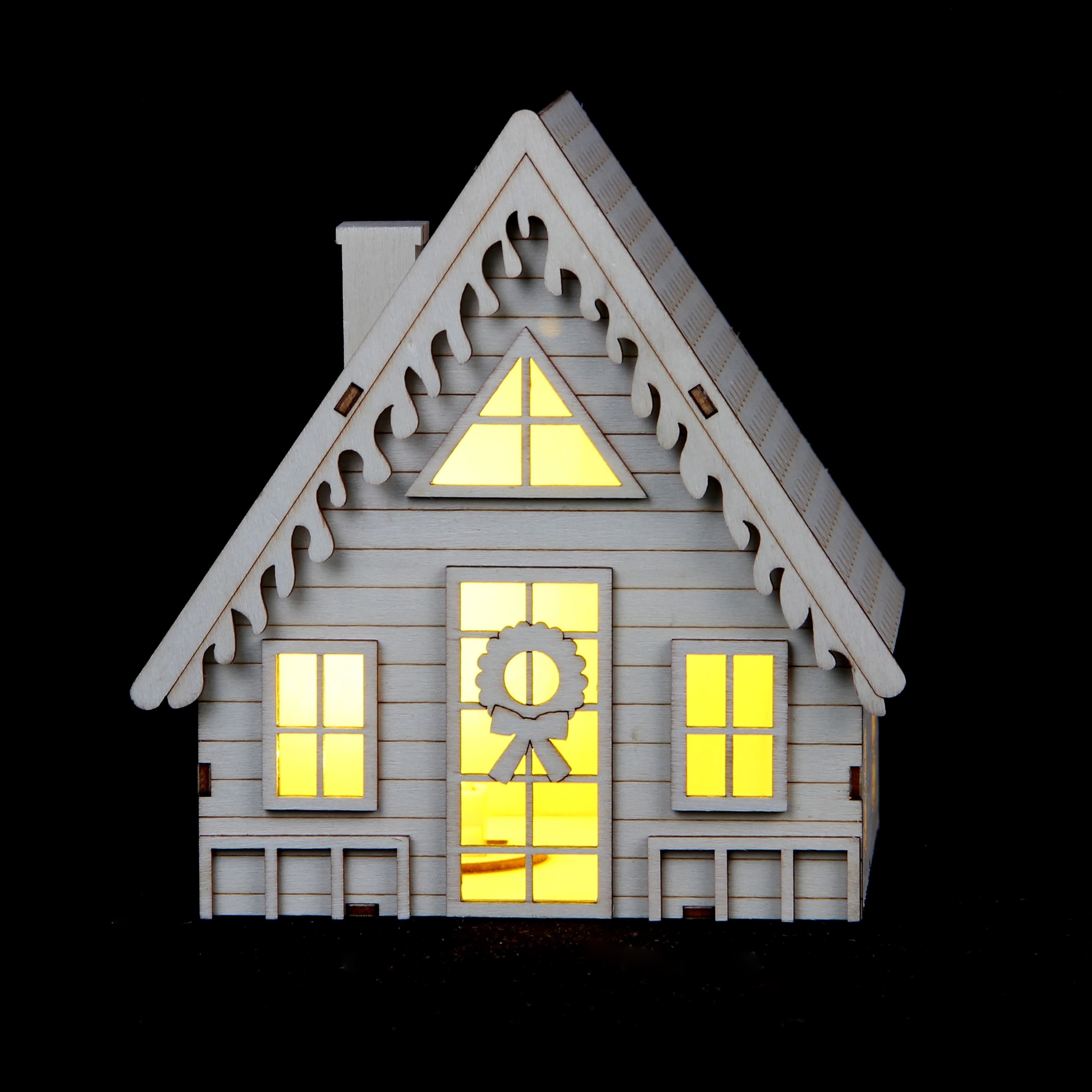 6&#x22; Unfinished Winter A-Frame House DIY LED Wood D&#xE9;cor by Make Market&#xAE;