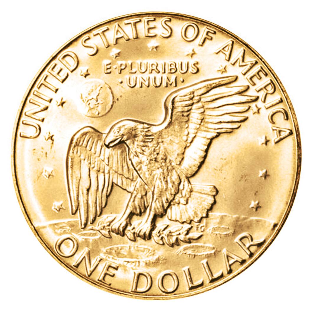 Moon Landing Eisenhower Colorized Eisenhower and Bicentennial Dollars Gold  Layered Coin