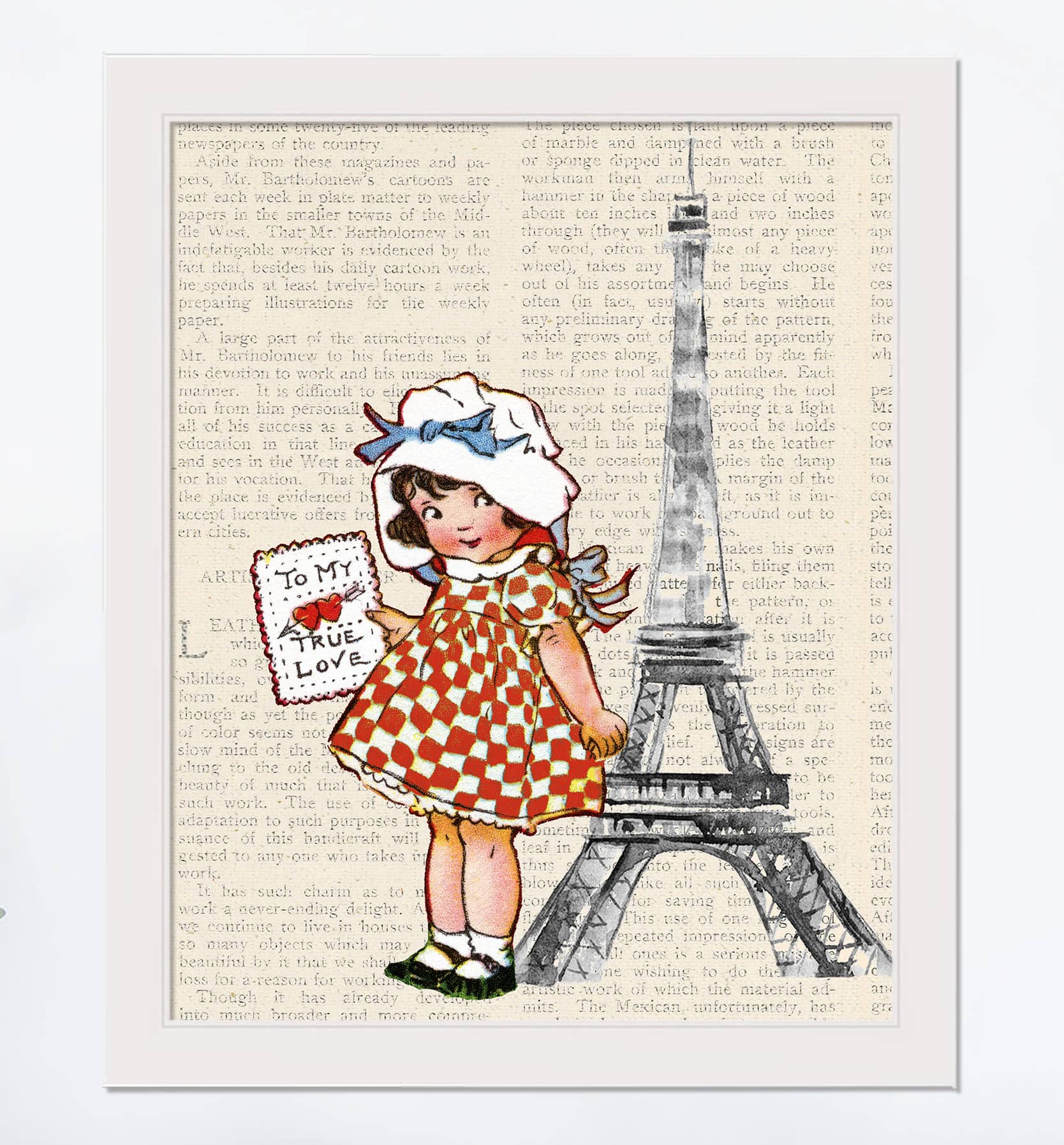 Newspaper Paris 16" x 20" White Framed Print Under Plexiglass