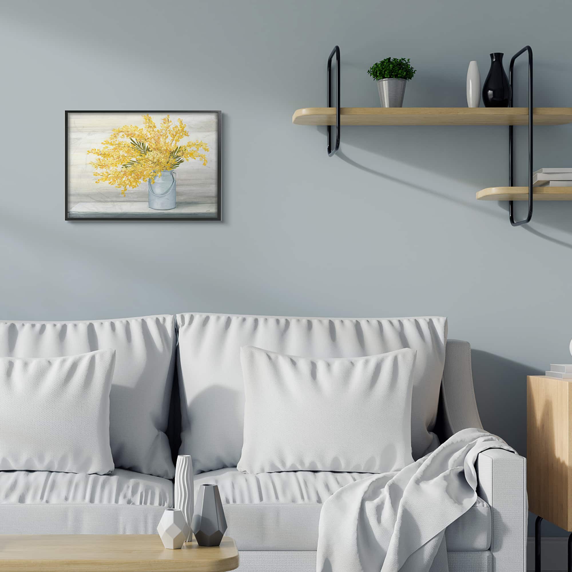 Stupell Industries Golden Fall Bouquet in Milk Tin Wall Art in Black Frame