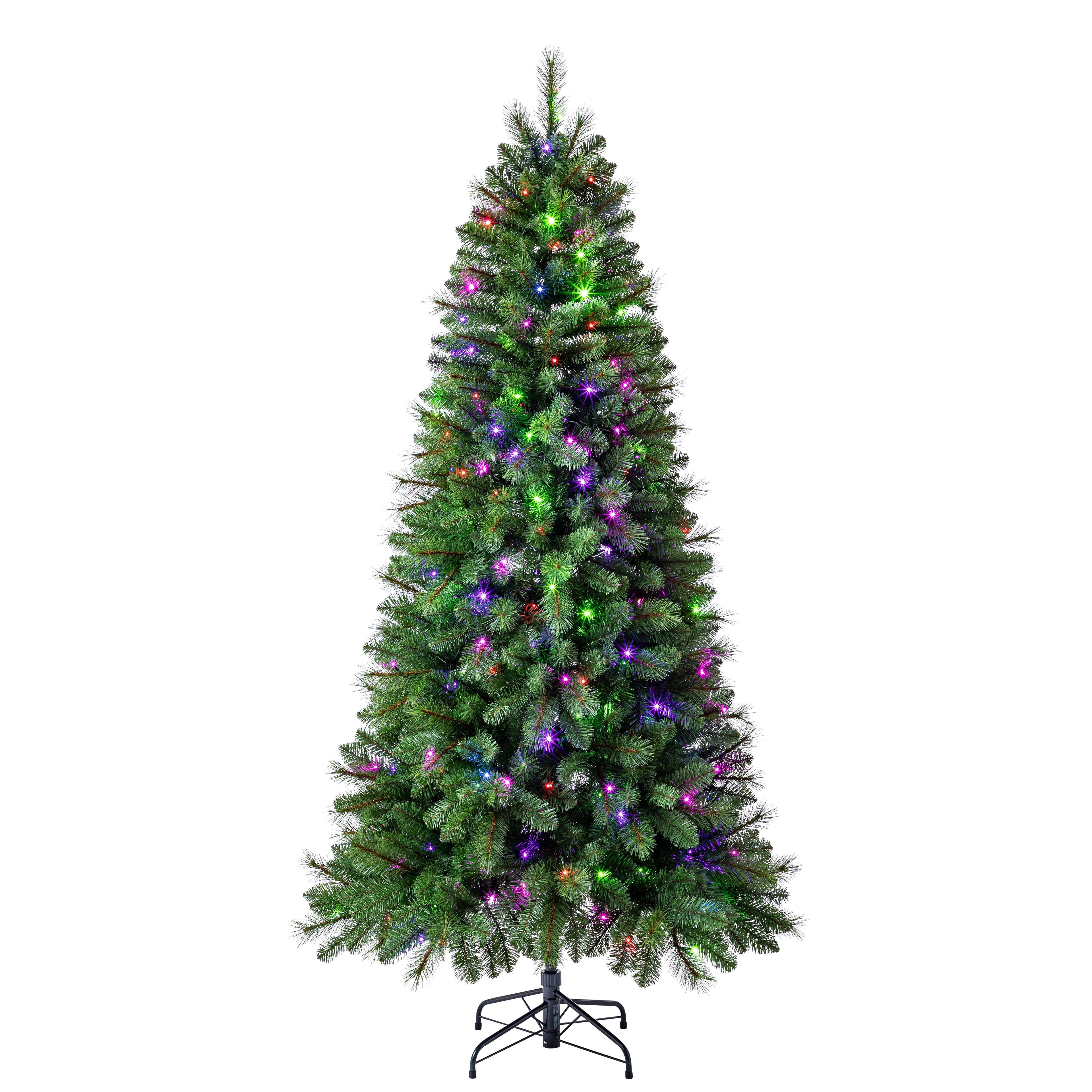 7ft. Pre-Lit Hudson Pine Artificial Christmas Tree, LumaDazzle&#x2122; Color Changing Twinkle LED Lights