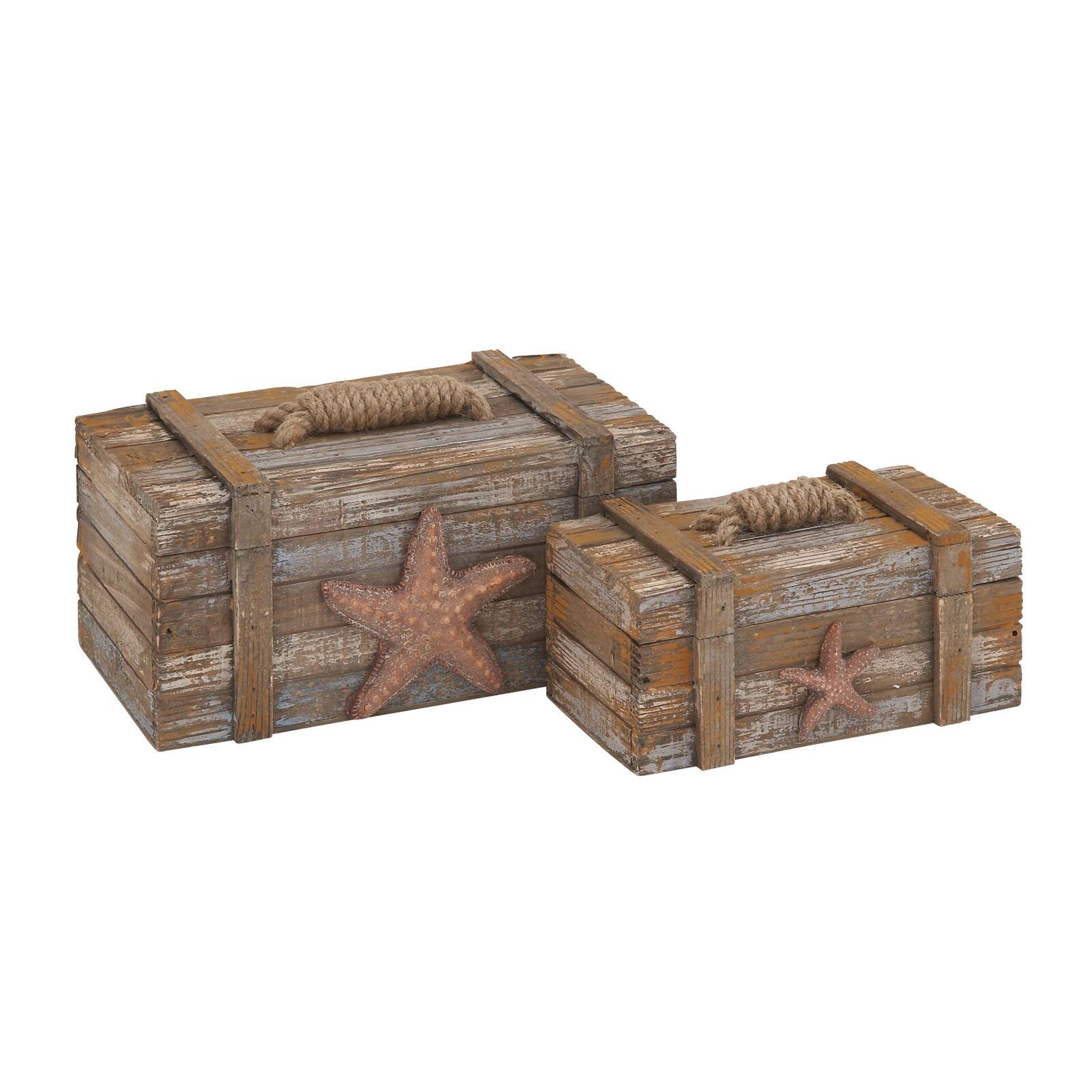 Brown Wood Coastal with Starfish Box Set