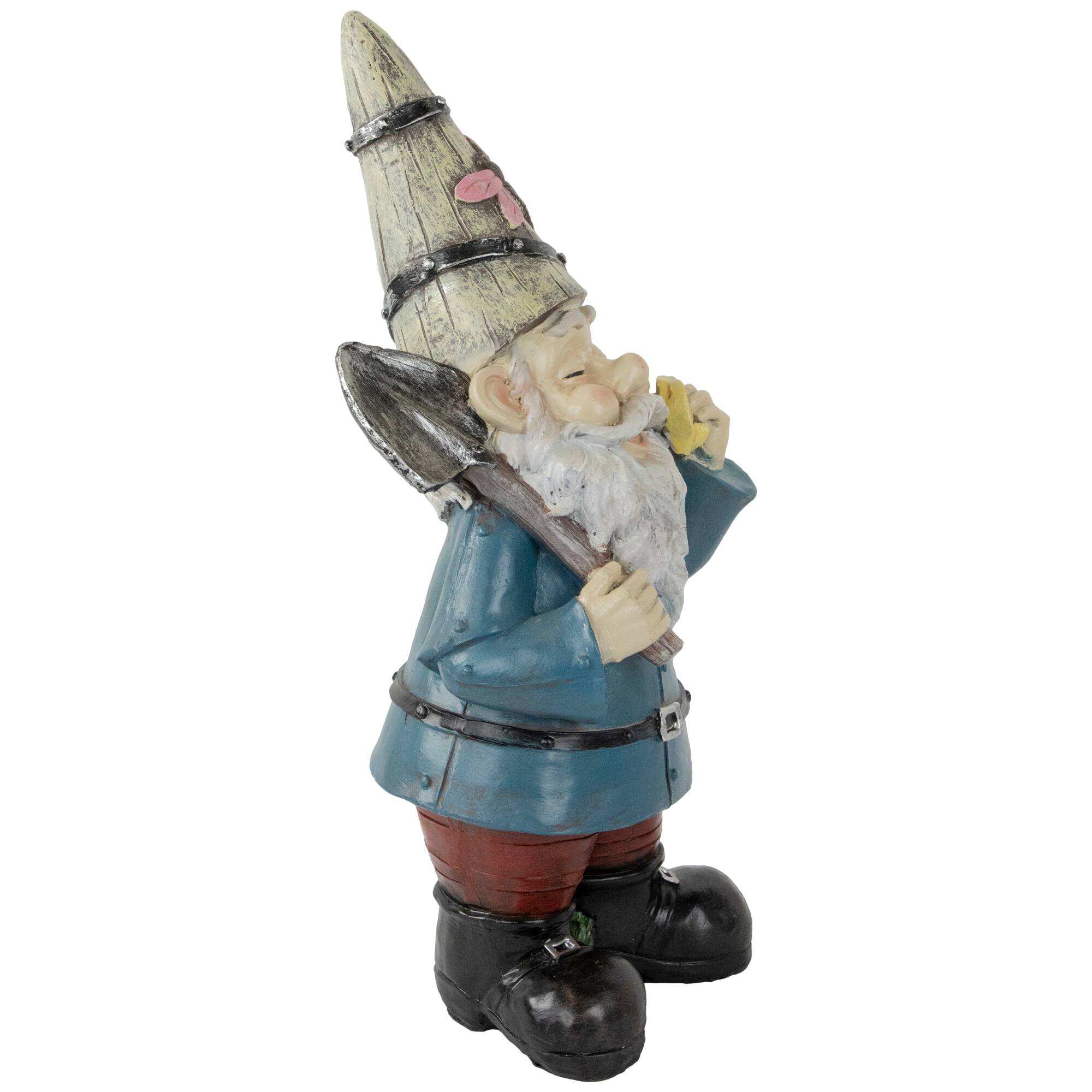 15.25" Gnome with Shovel Outdoor Garden Statue
