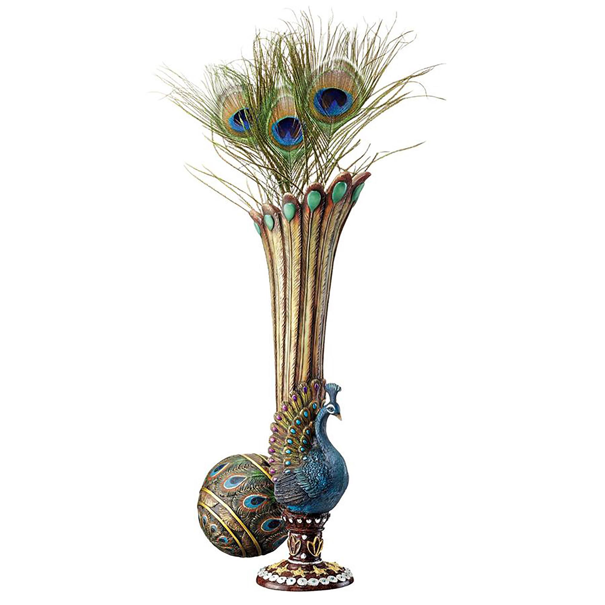 Design Toscano 13.5" Peacock Bud Vase