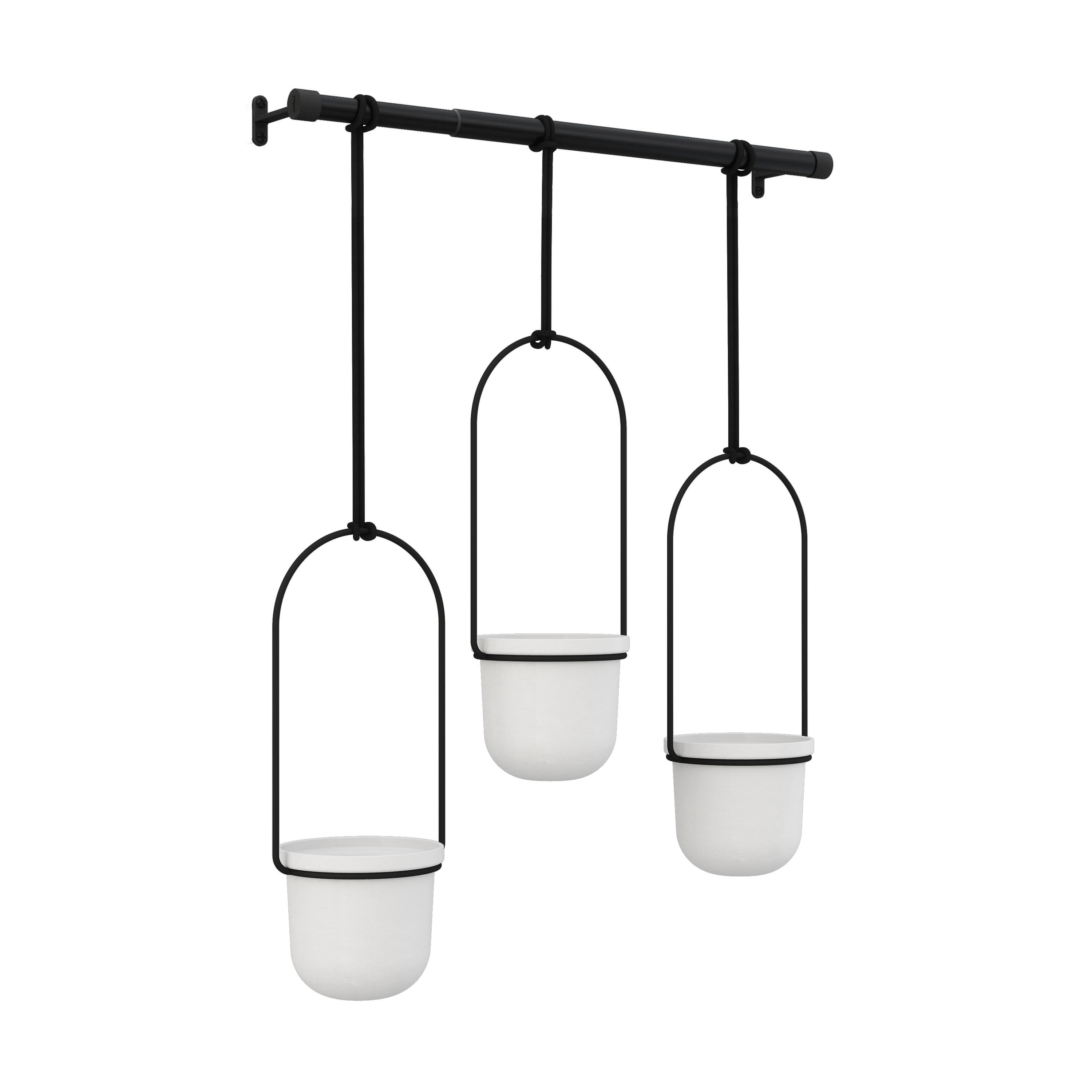 Umbra White & Black Triflora Hanging Planter Set