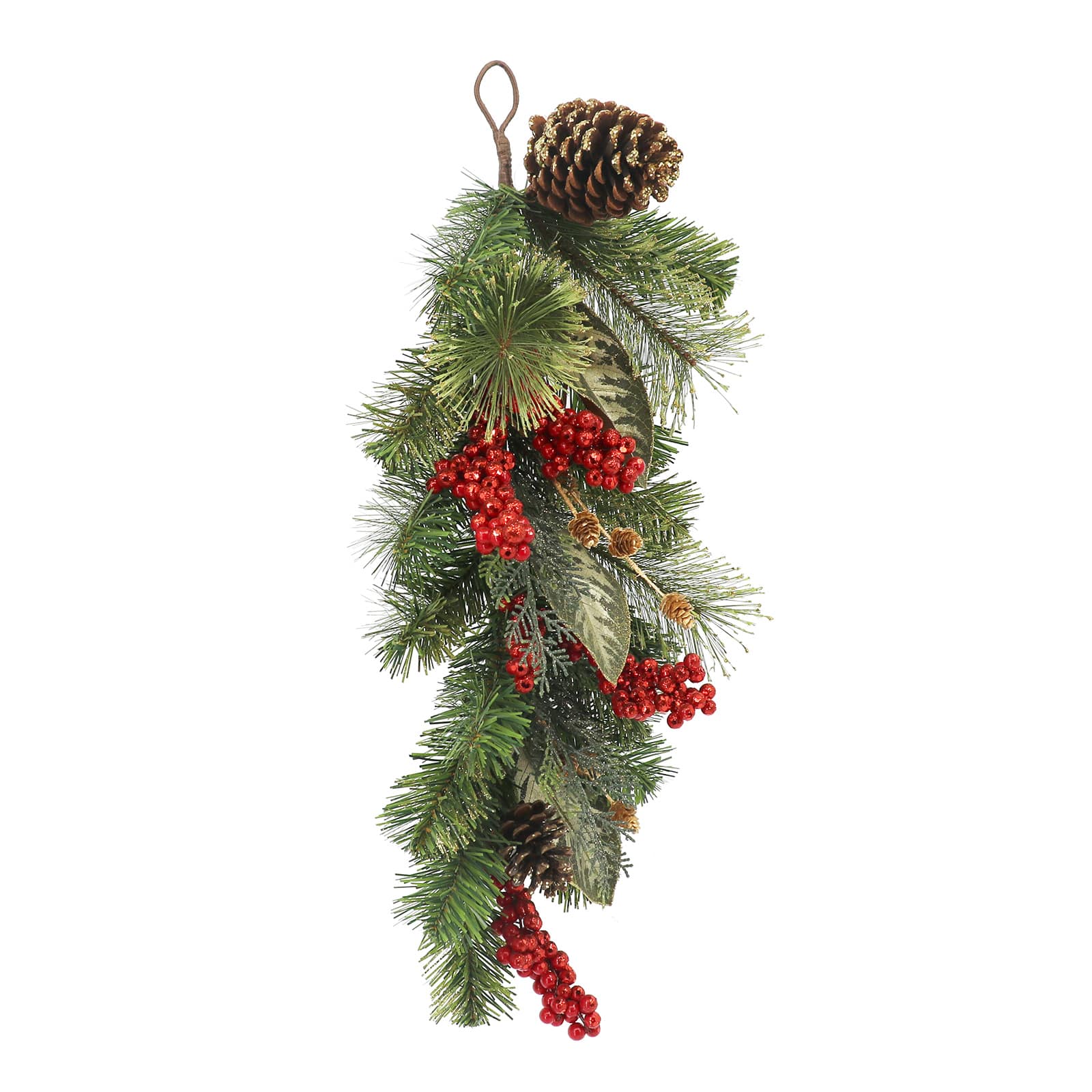 24&#x22; Pine Leaf, Gold Magnolia Leaf &#x26; Red Berry Teardrop by Ashland&#xAE;