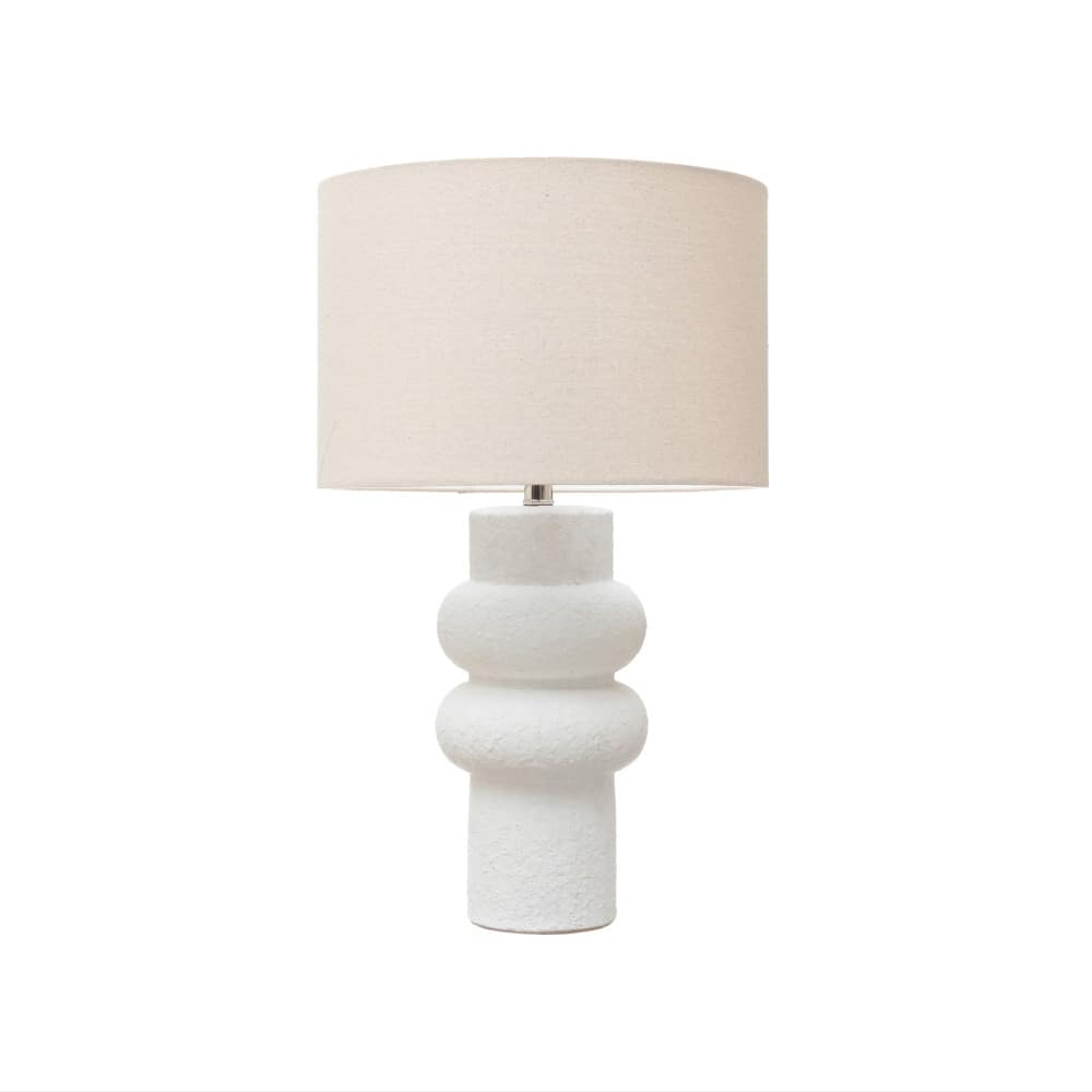 Hello Honey® 24.5" White Volcano Finish Stoneware Table Lamp with Linen Shade