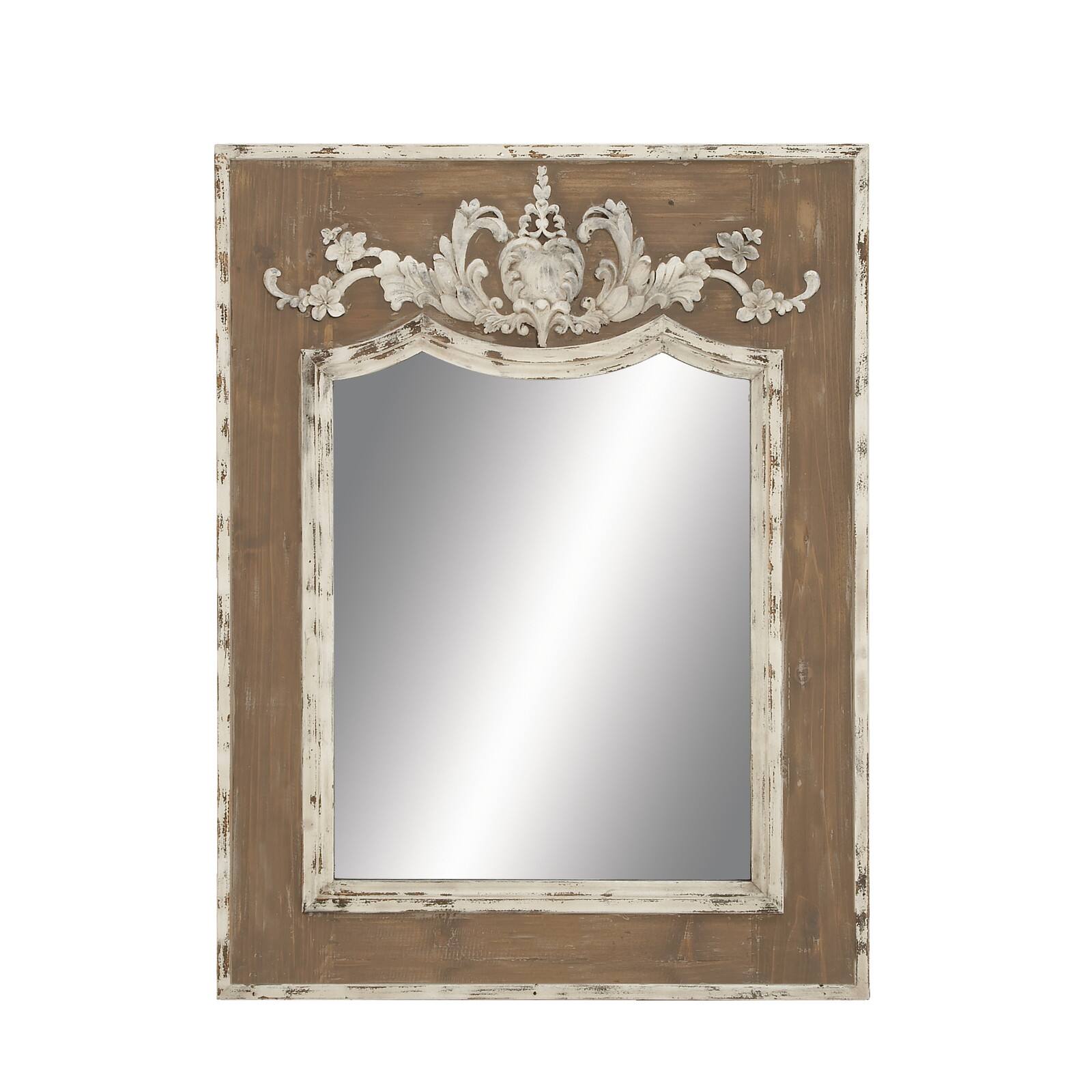 43" Brown Wood Rustic Console Mirror
