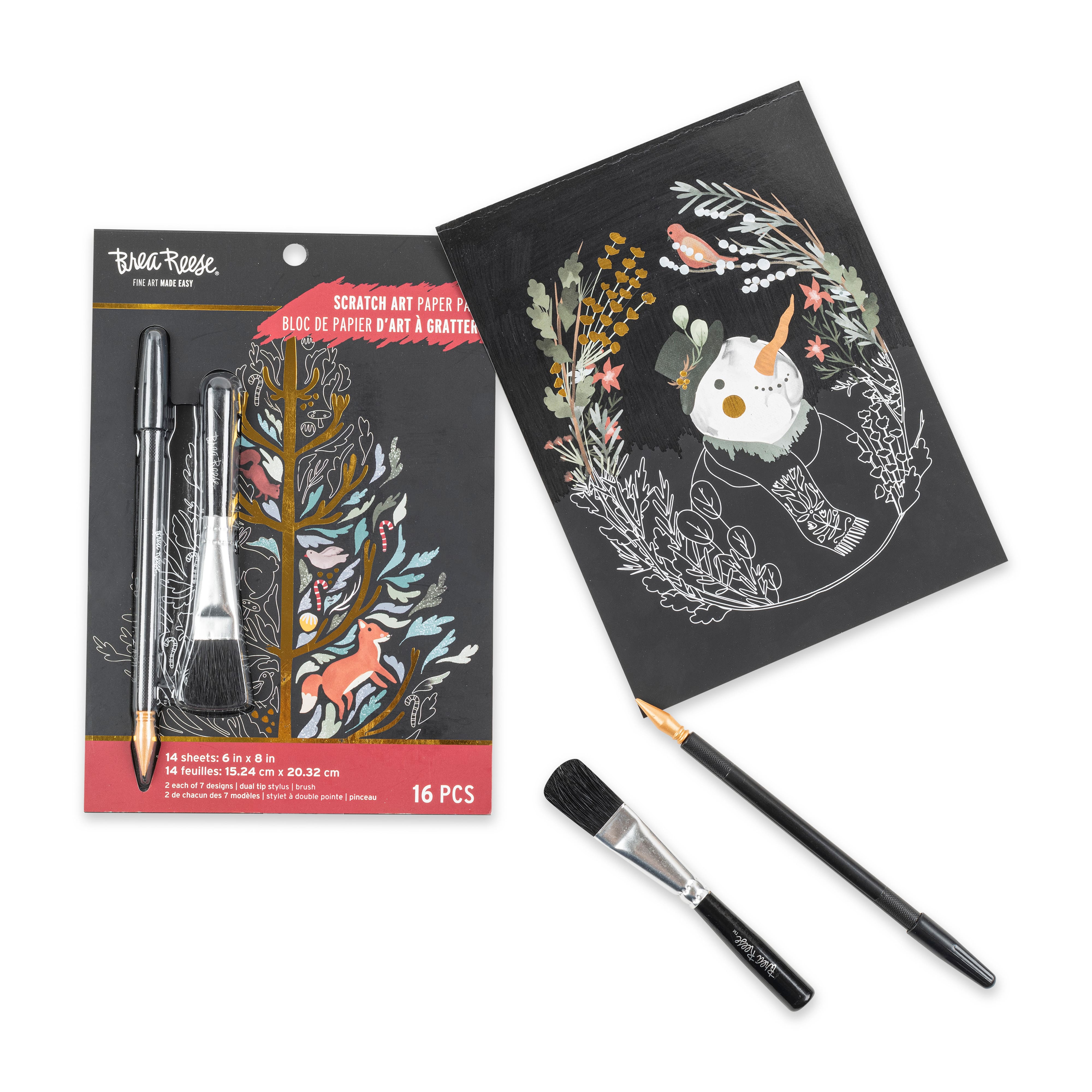 Brea Reese&#x2122; 6&#x22; x 8&#x22; Holiday Woodland Scratch Art Paper Pad