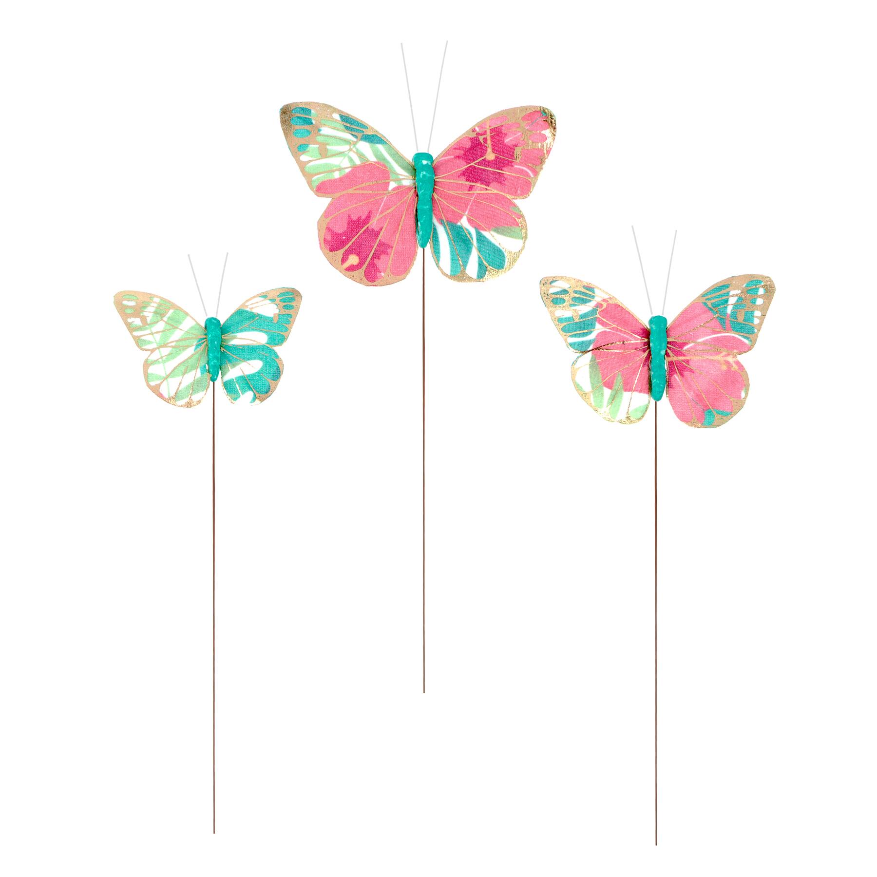 Turquoise Patterned Fabric Butterfly, 3ct. by Ashland®