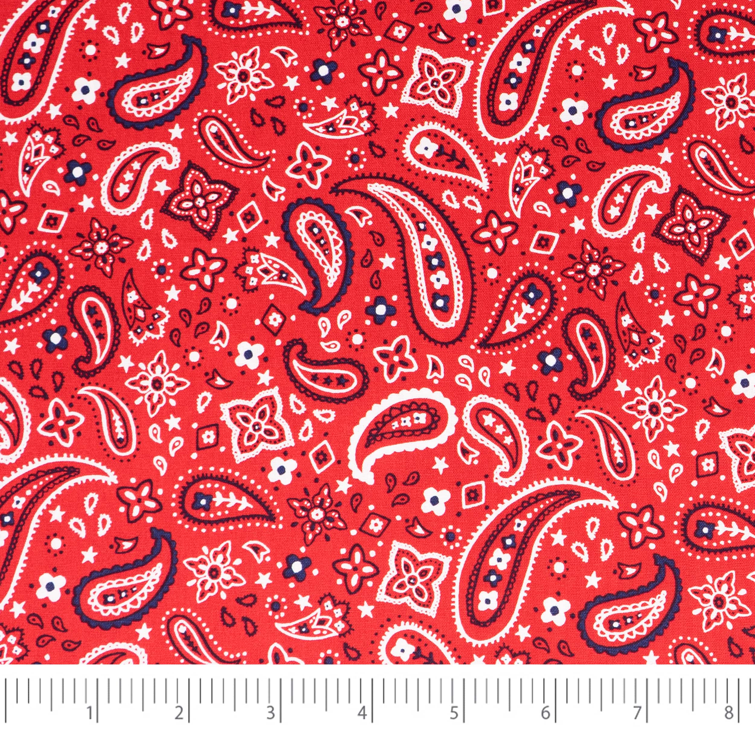 SINGER Patriotic Red Paisley Cotton Fabric