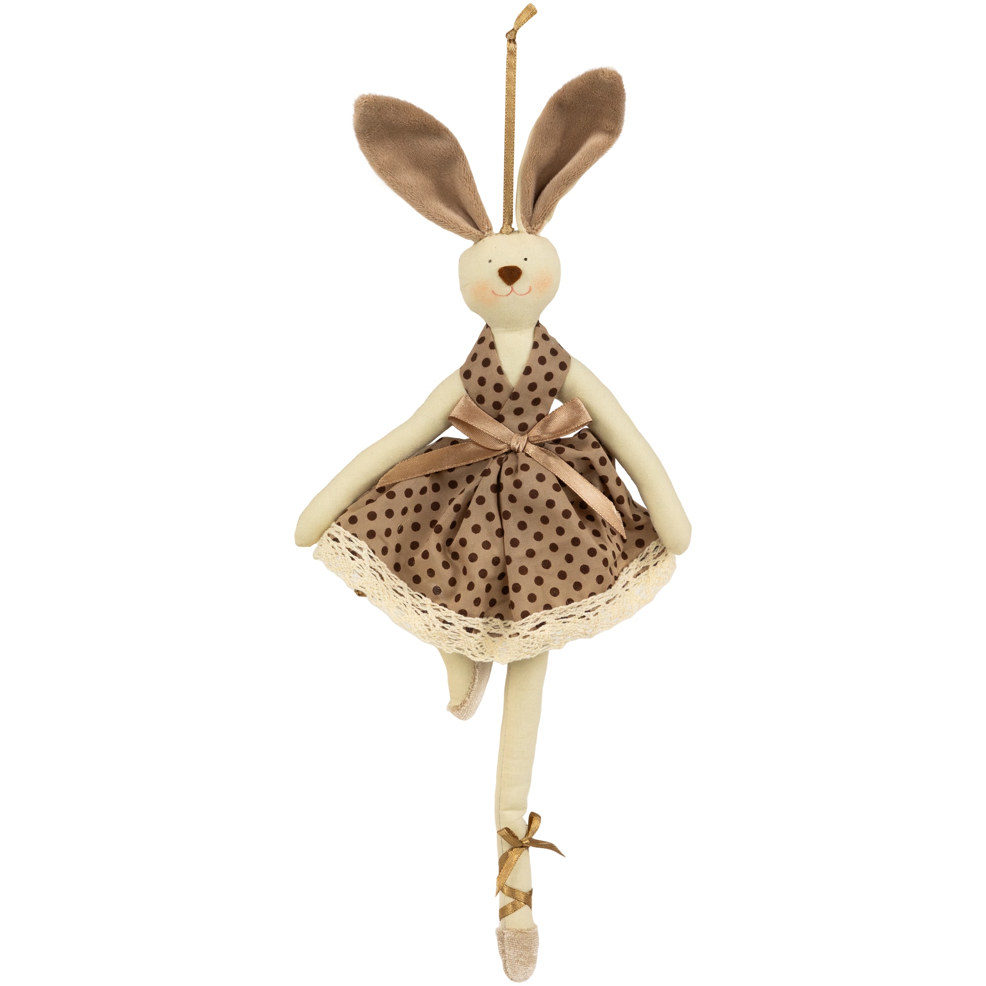 13&#x22; Brown Plush Ballerina Bunny Hanging Easter D&#xE9;cor