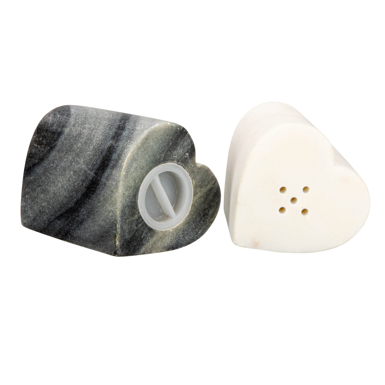 Heart-Shaped Marble Salt &#x26; Pepper Shakers Set