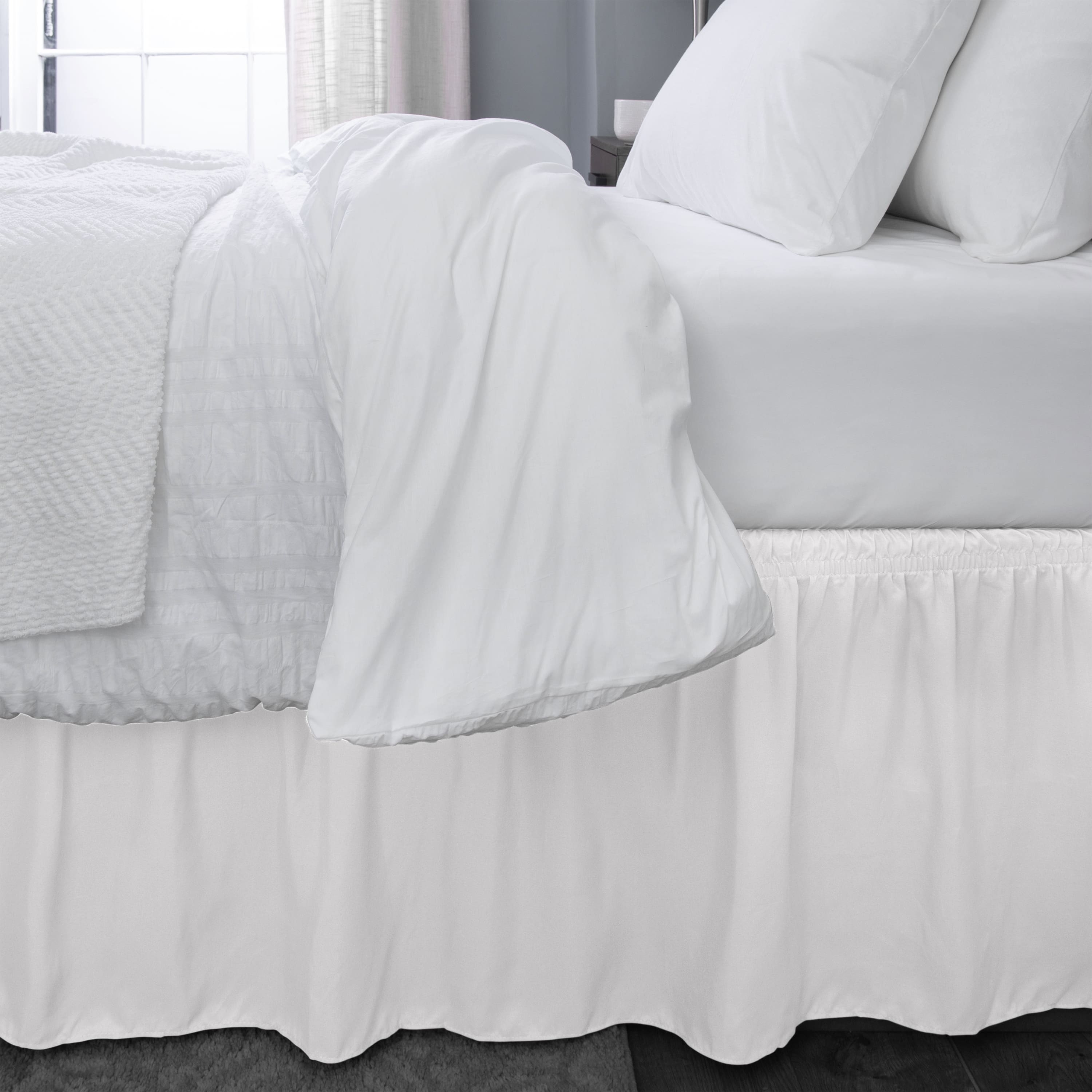 Home Details White Wrap Around Bed Ruffle, Twin/Full