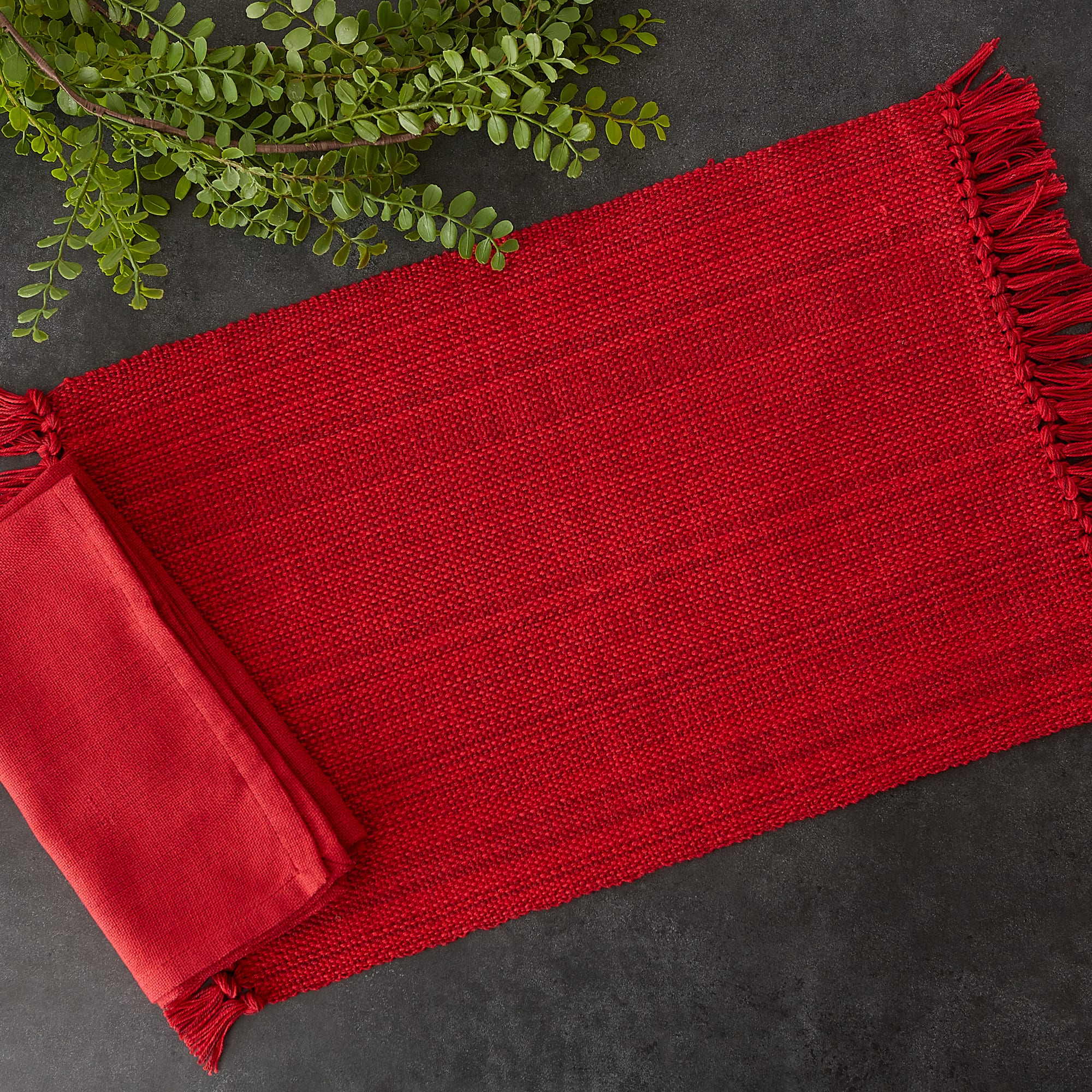 DII&#xAE; Variegated Red Fringe Placemat &#x26; Napkin Set, 8ct.