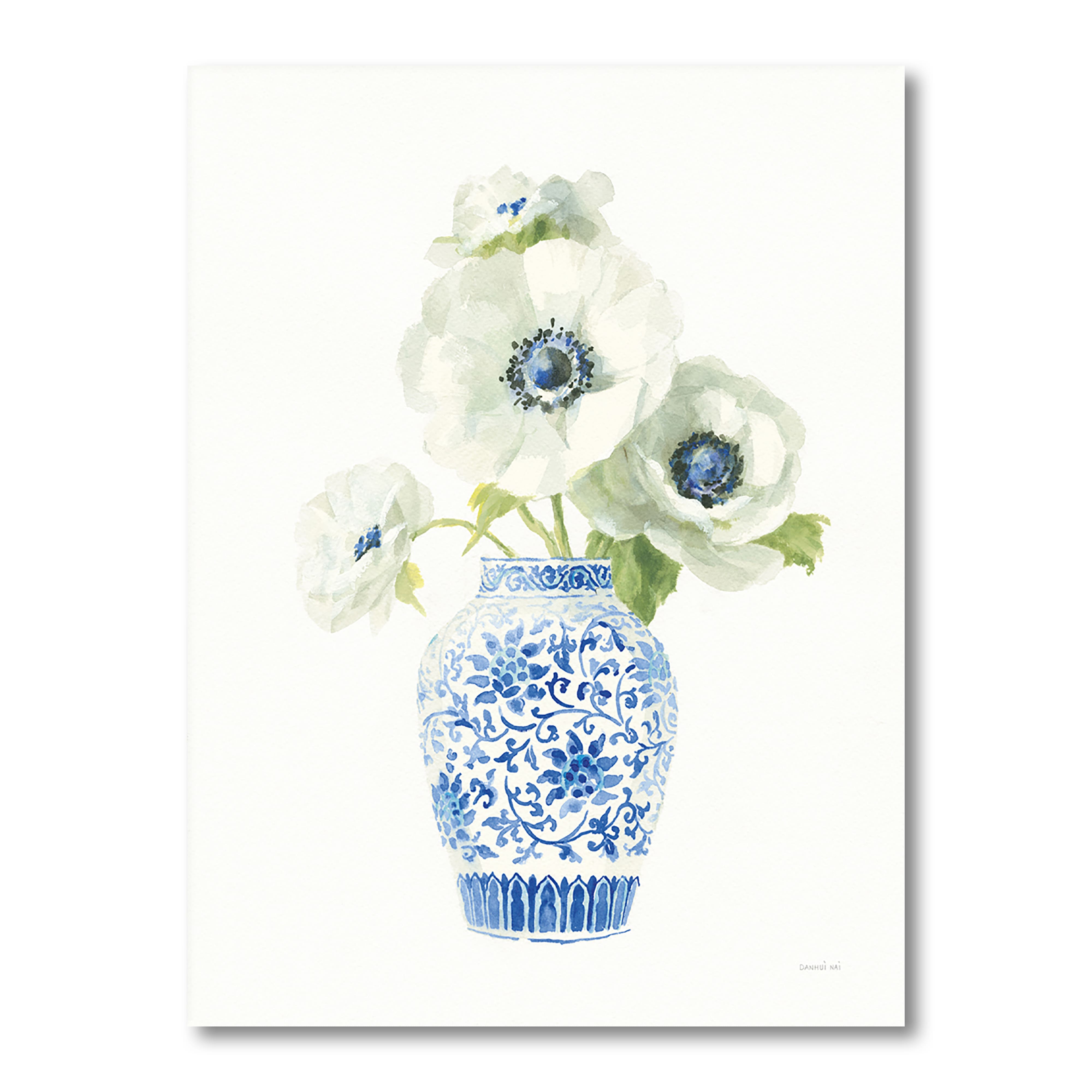 Designart - Floral Chinoiserie White II - Cottage Canvas Wall Art