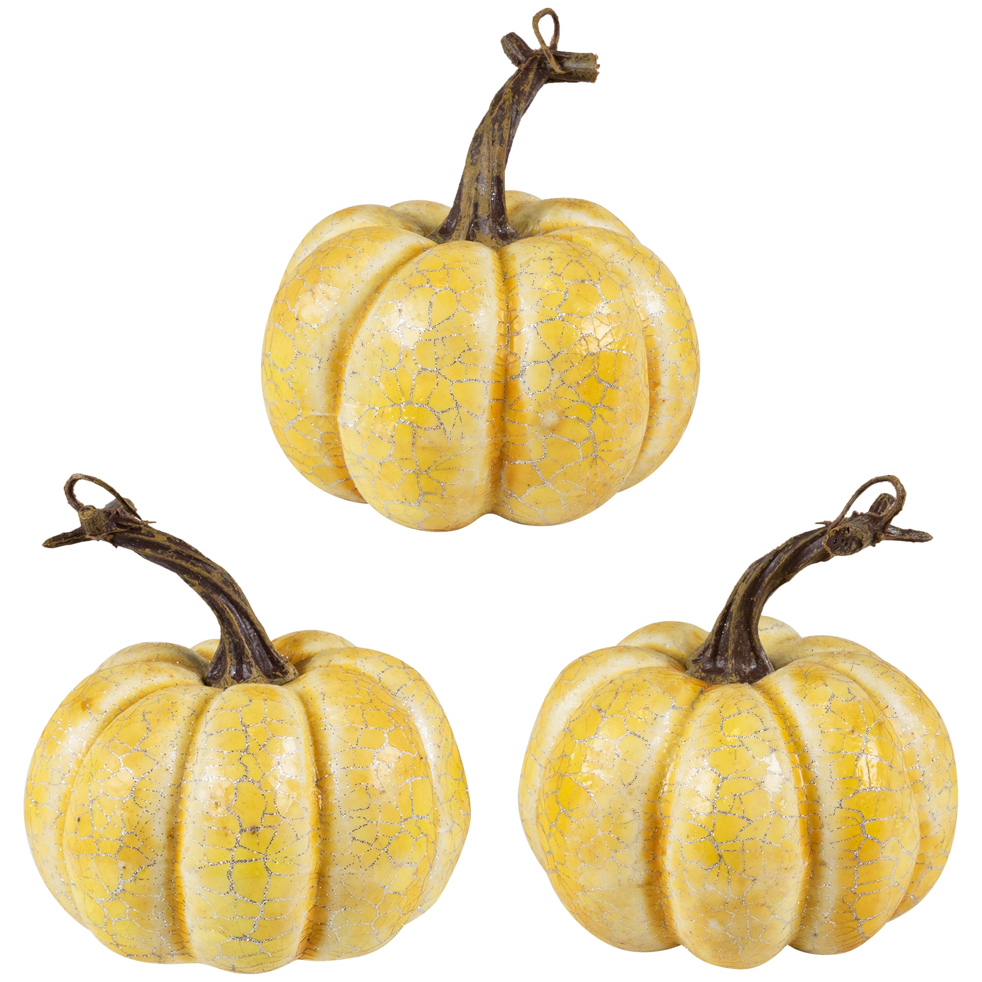 4" White Artificial Fall Harvest Pumpkins, 3ct.
