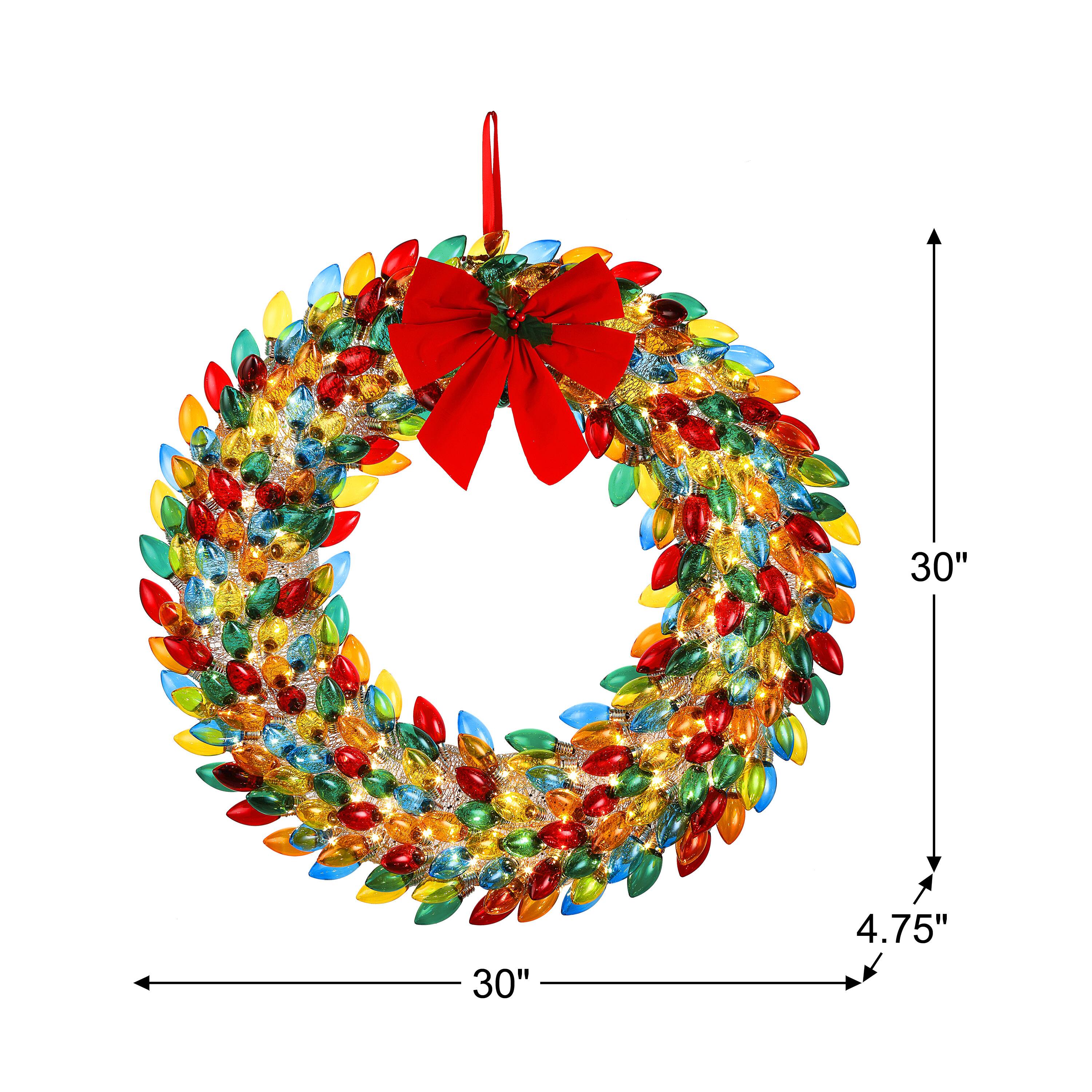Mr. Christmas 30&#x22; Multicolor LED Retro C9 Bulb Wreath