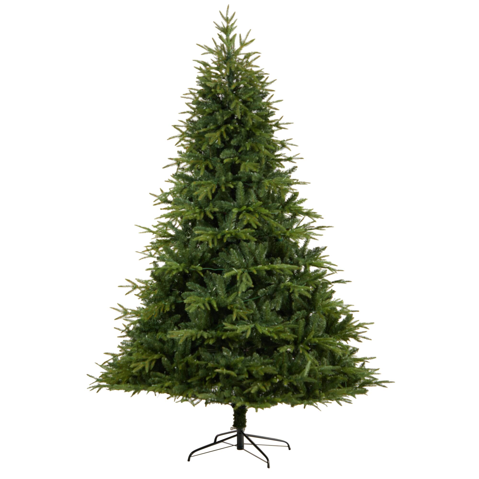 8ft. Pre-Lit Colorado Mountain Fir Natural Look Artificial Christmas Tree, White LED Lights