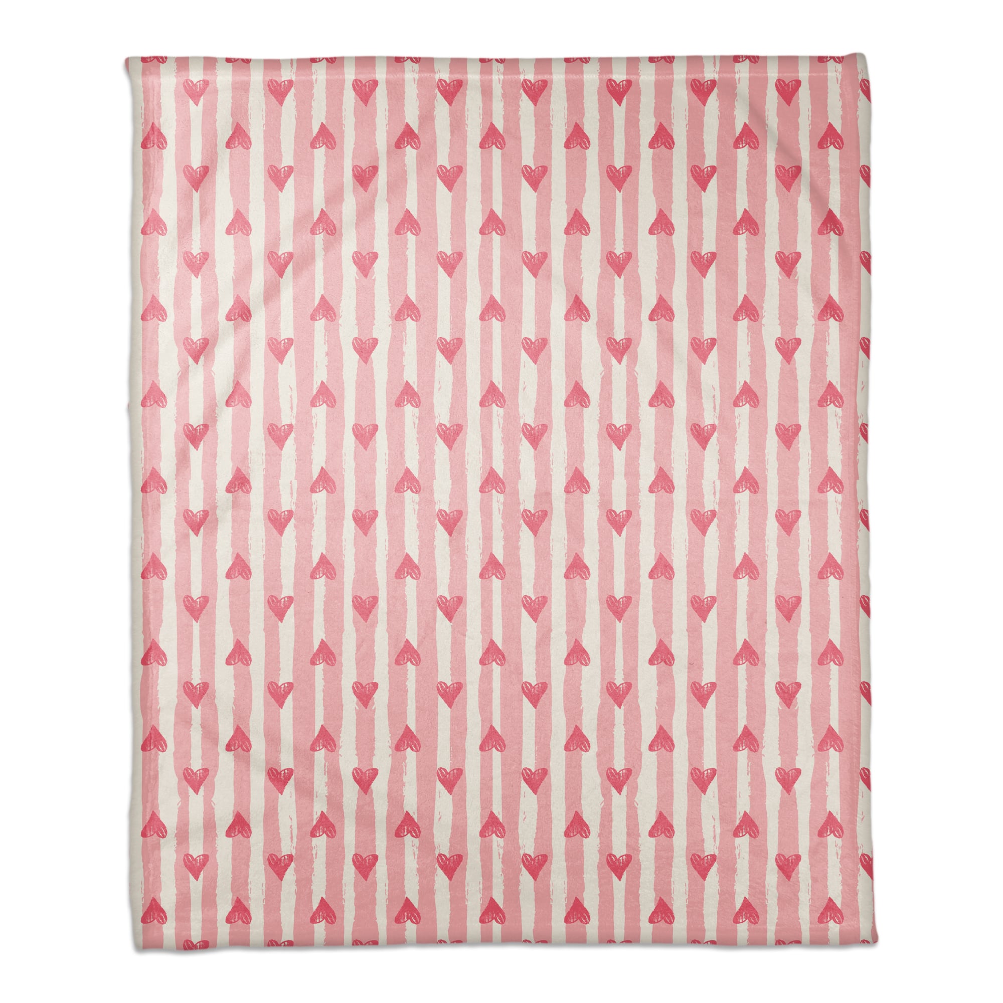 Heart Stripe Pattern 50" x 60" Coral Fleece Blanket