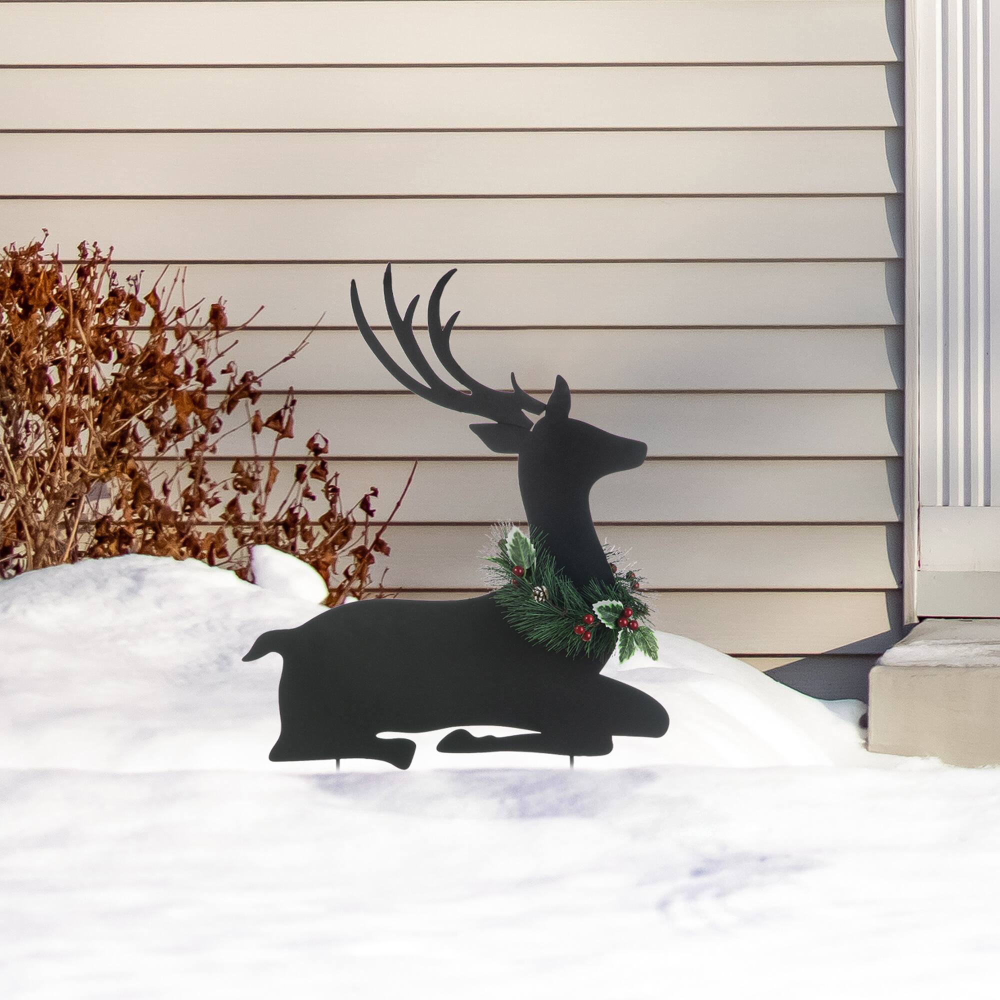 Glitzhome® Metal Reindeer Silhouette Yard Stake Set