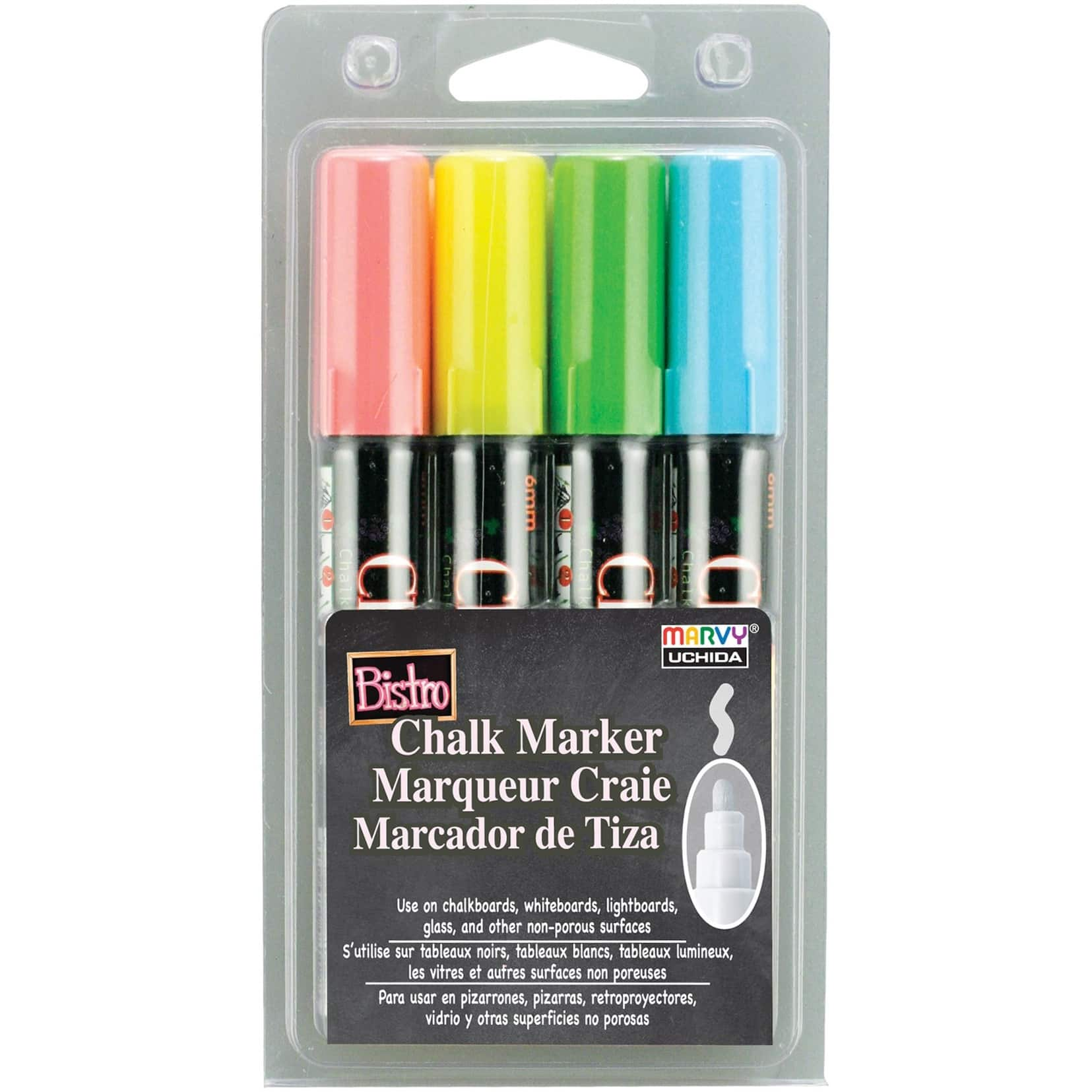 Marvy Uchida Bistro Chalk Marker Set - Assorted Colors, Set A, 6 mm