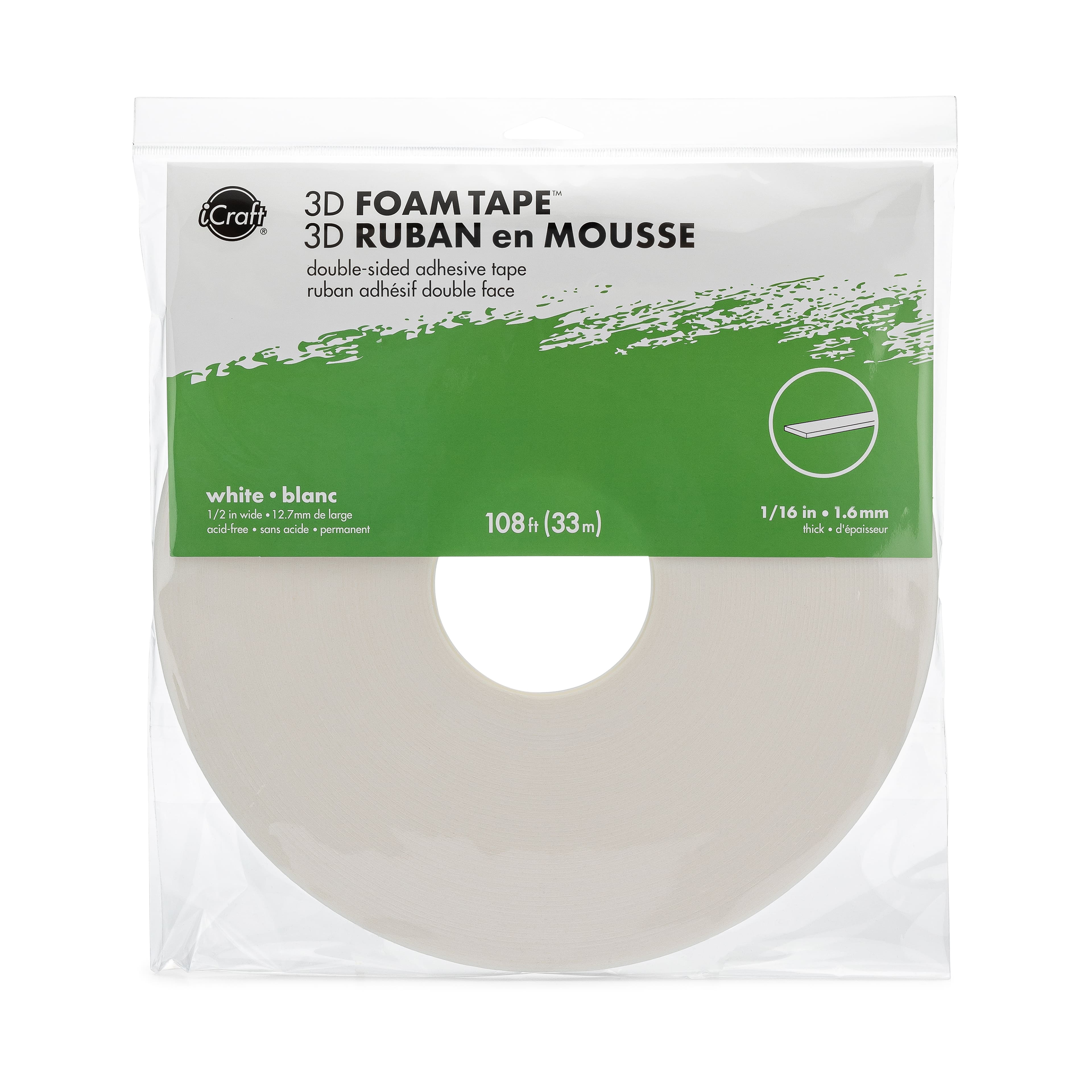 6 Pack: iCraft White 3D Foam Tape™ Jumbo Roll, 108ft.