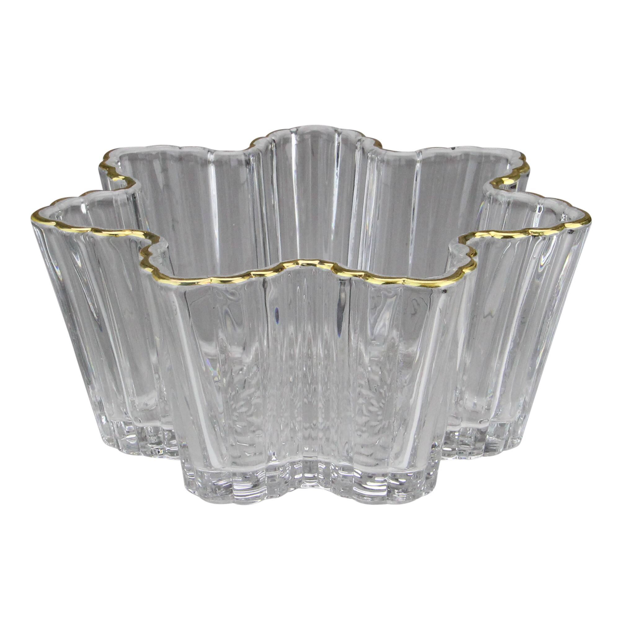5.75" Clear & Gold Snowflake Candy Dish Serving Bowl