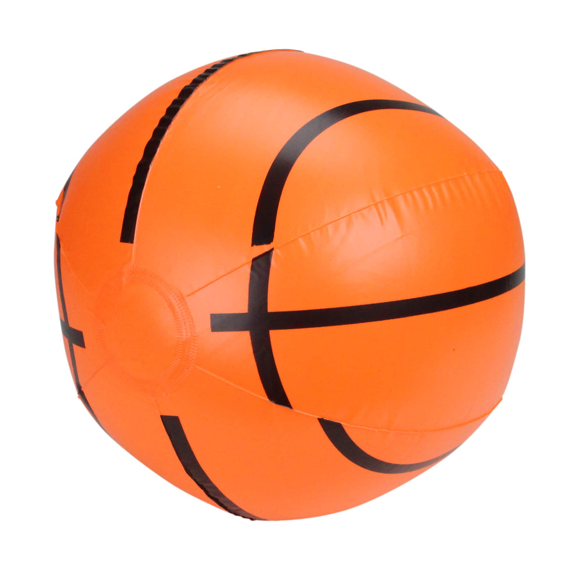Pool Central® 16" Inflatable Orange and Black 6-Panel Beach Basketball Pool Toy