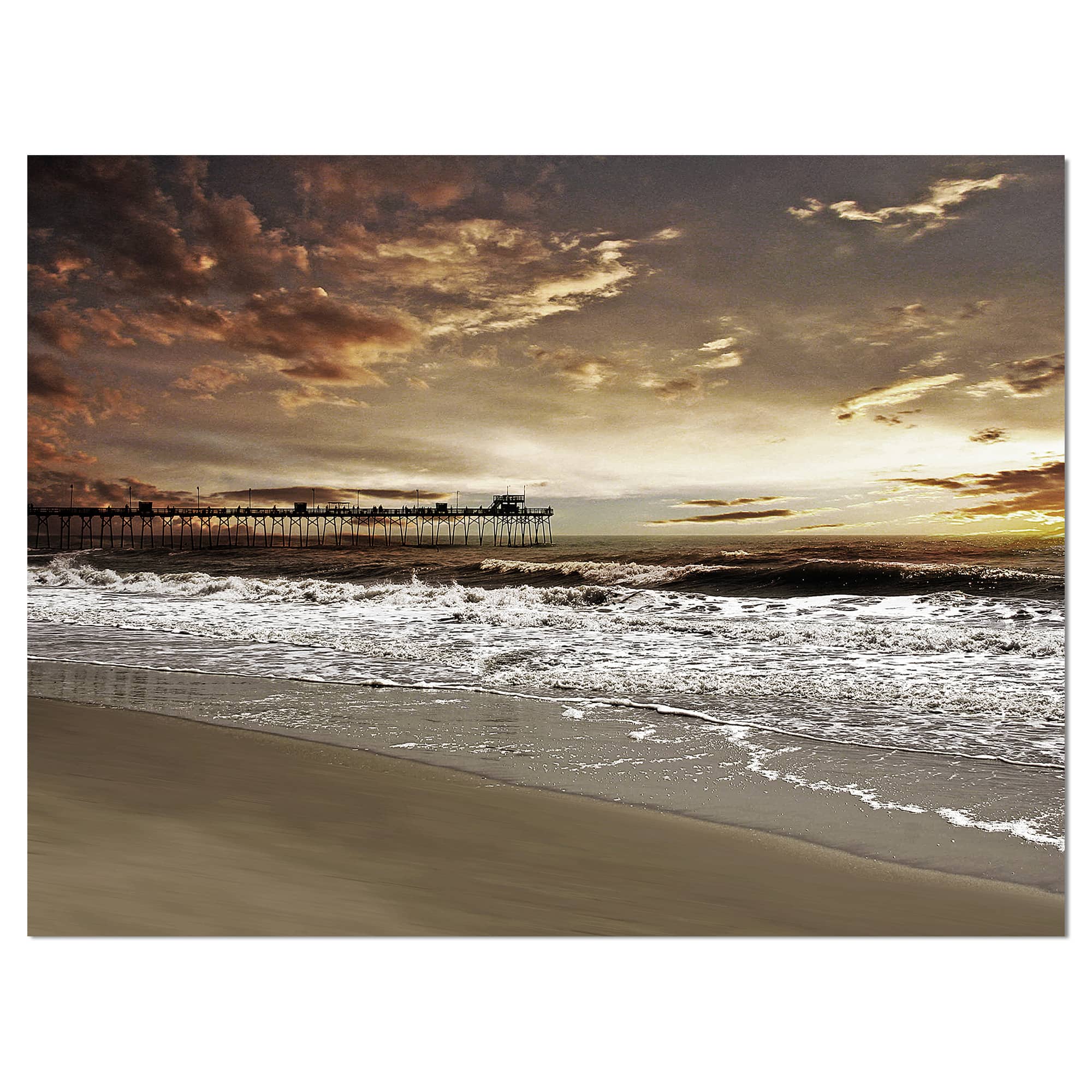 Designart - Meet the Sunrise at Hollant beach - Sea & Shore Photography on wrapped Canvas