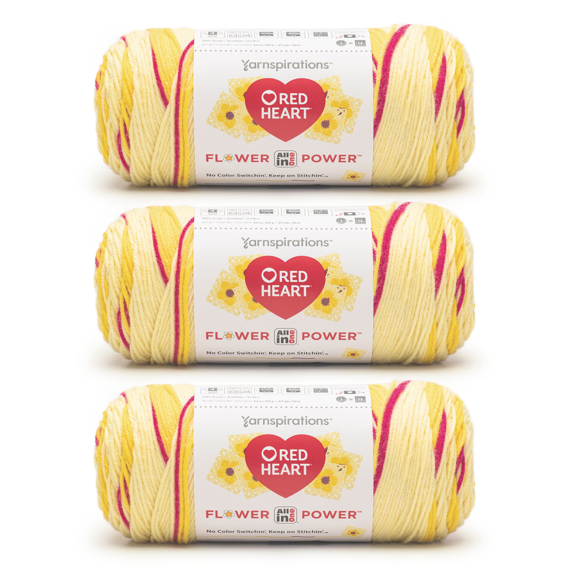 3 Pack Red Heart&#xAE; All In One Flower Power&#x2122; Yarn