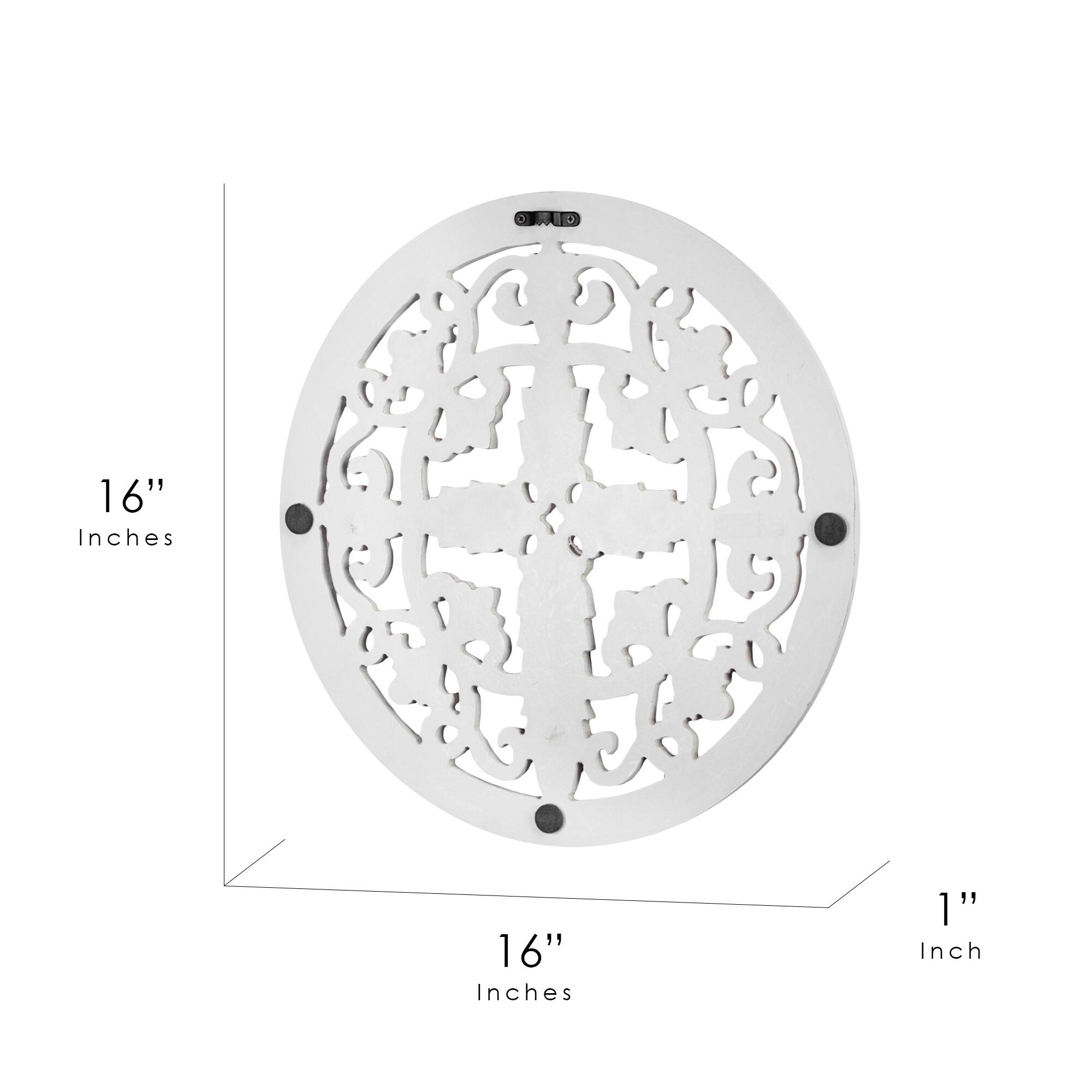 American Art D&#xE9;cor&#x2122; 16&#x22; White Arabesque and Cross Wall Medallion Home D&#xE9;cor
