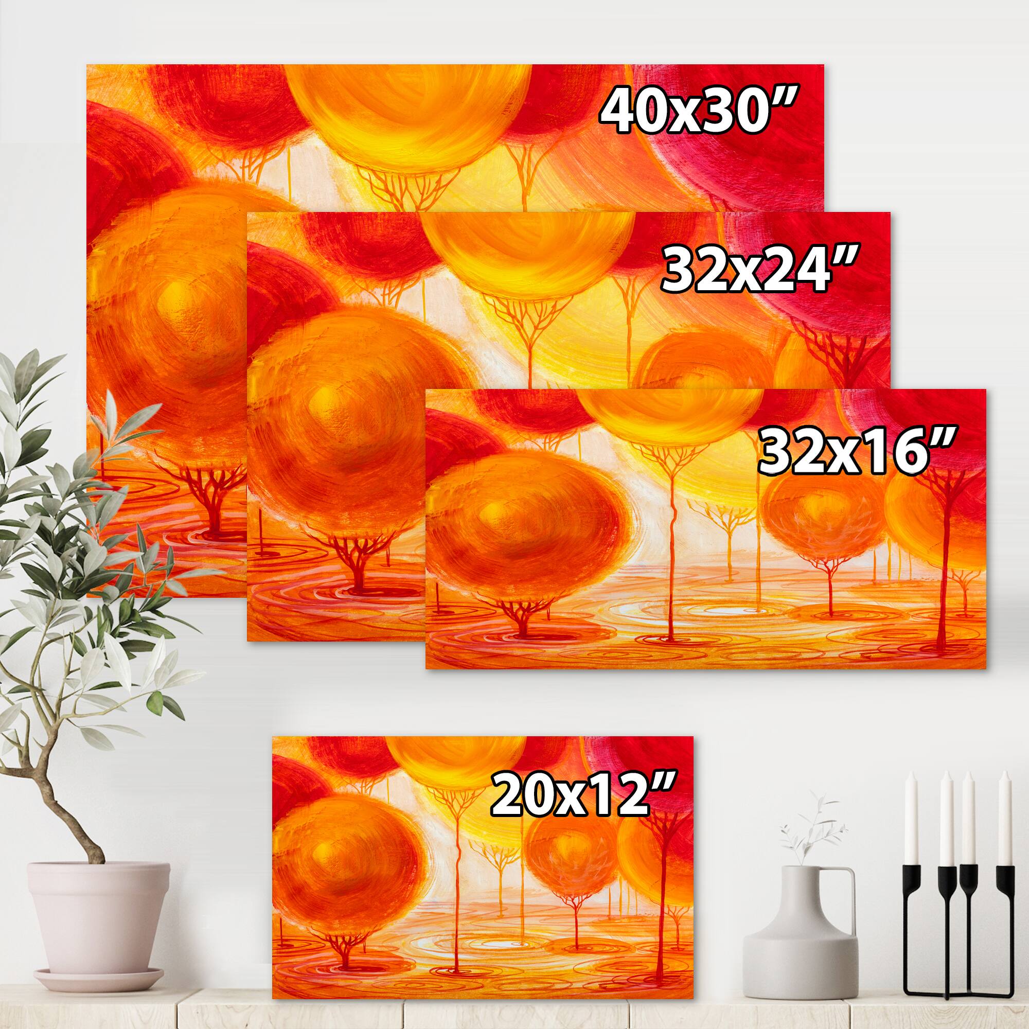 Designart - Colourful Ornamental Trees II - Modern Canvas Wall Art Print