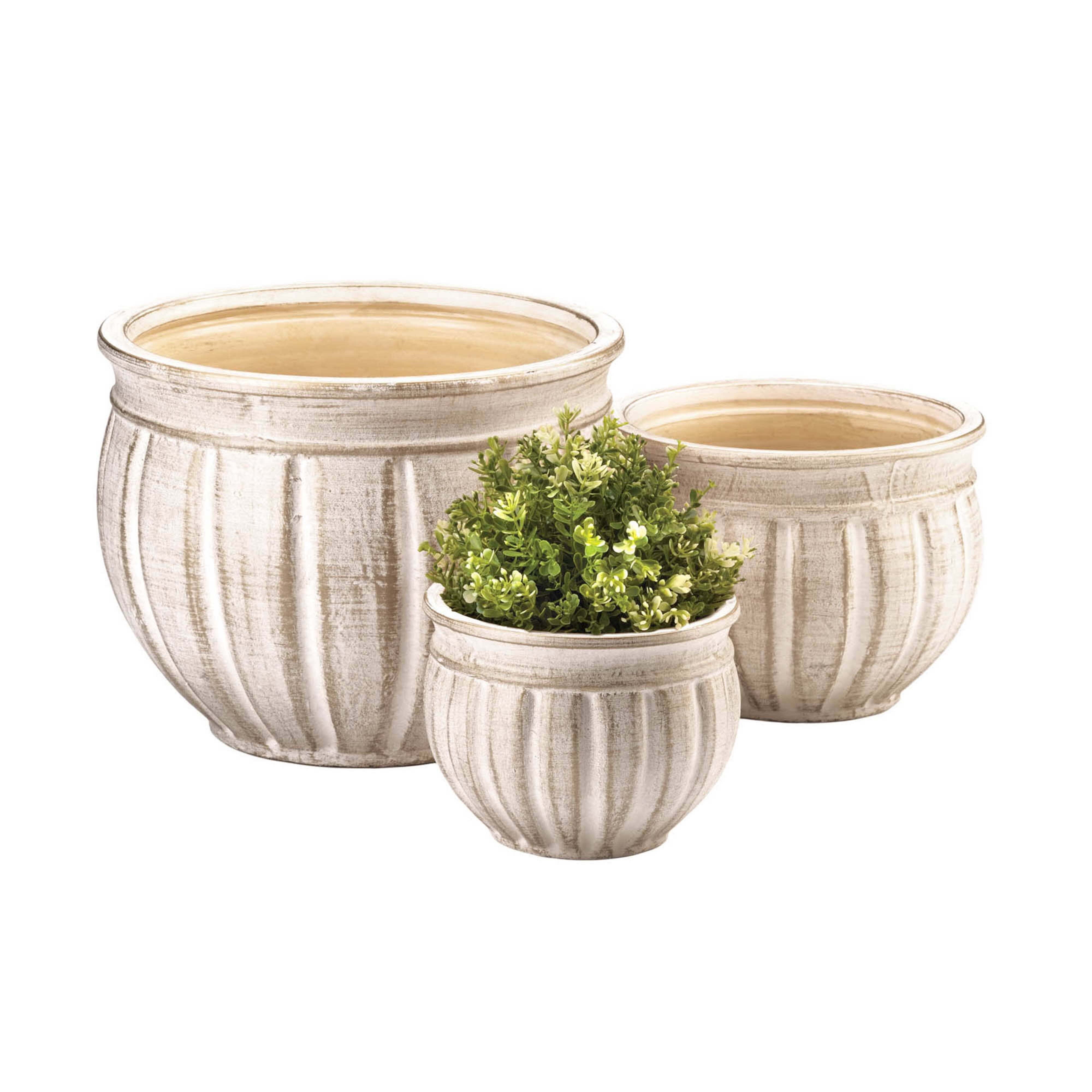 Antique Stone Planter Set