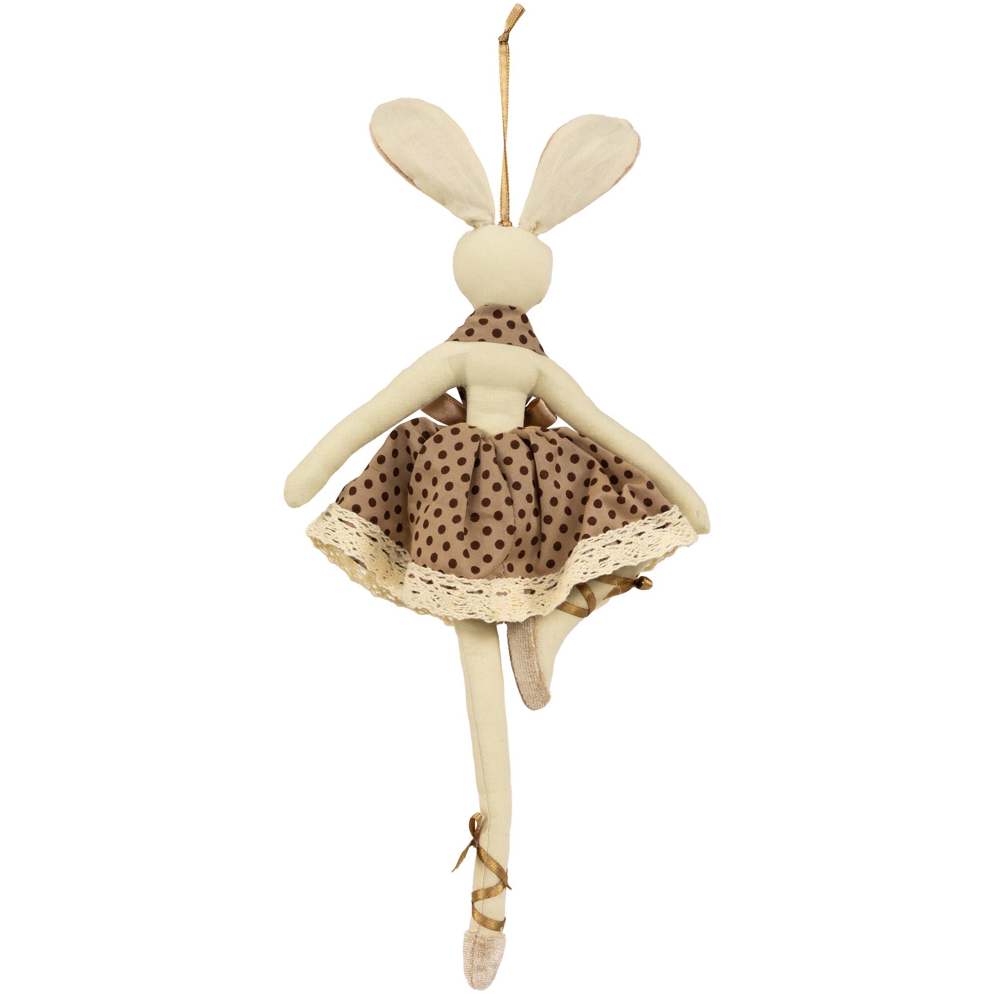 13&#x22; Brown Plush Ballerina Bunny Hanging Easter D&#xE9;cor