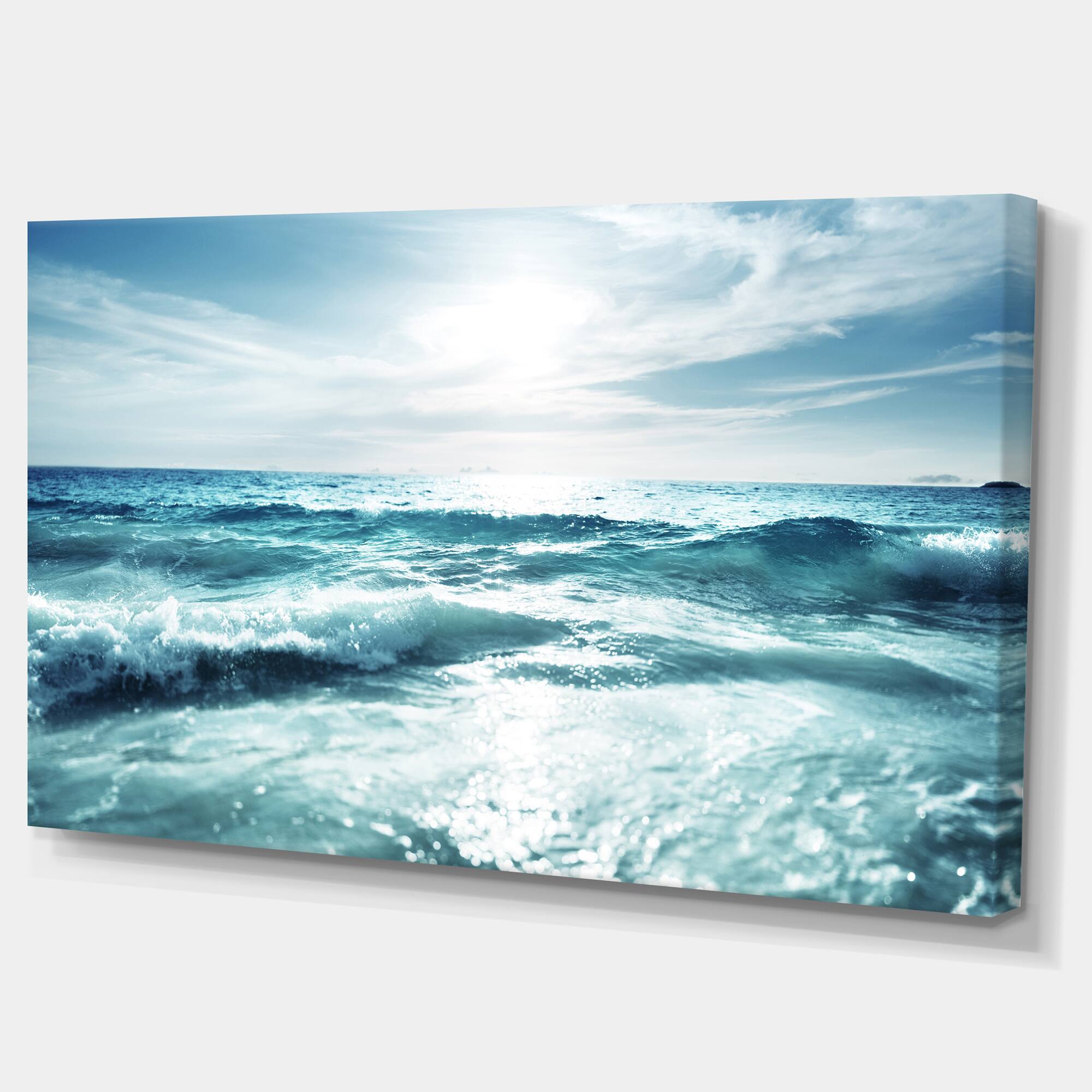 Designart - Seychelles Beach at Sunset - Seascape Canvas Art Print