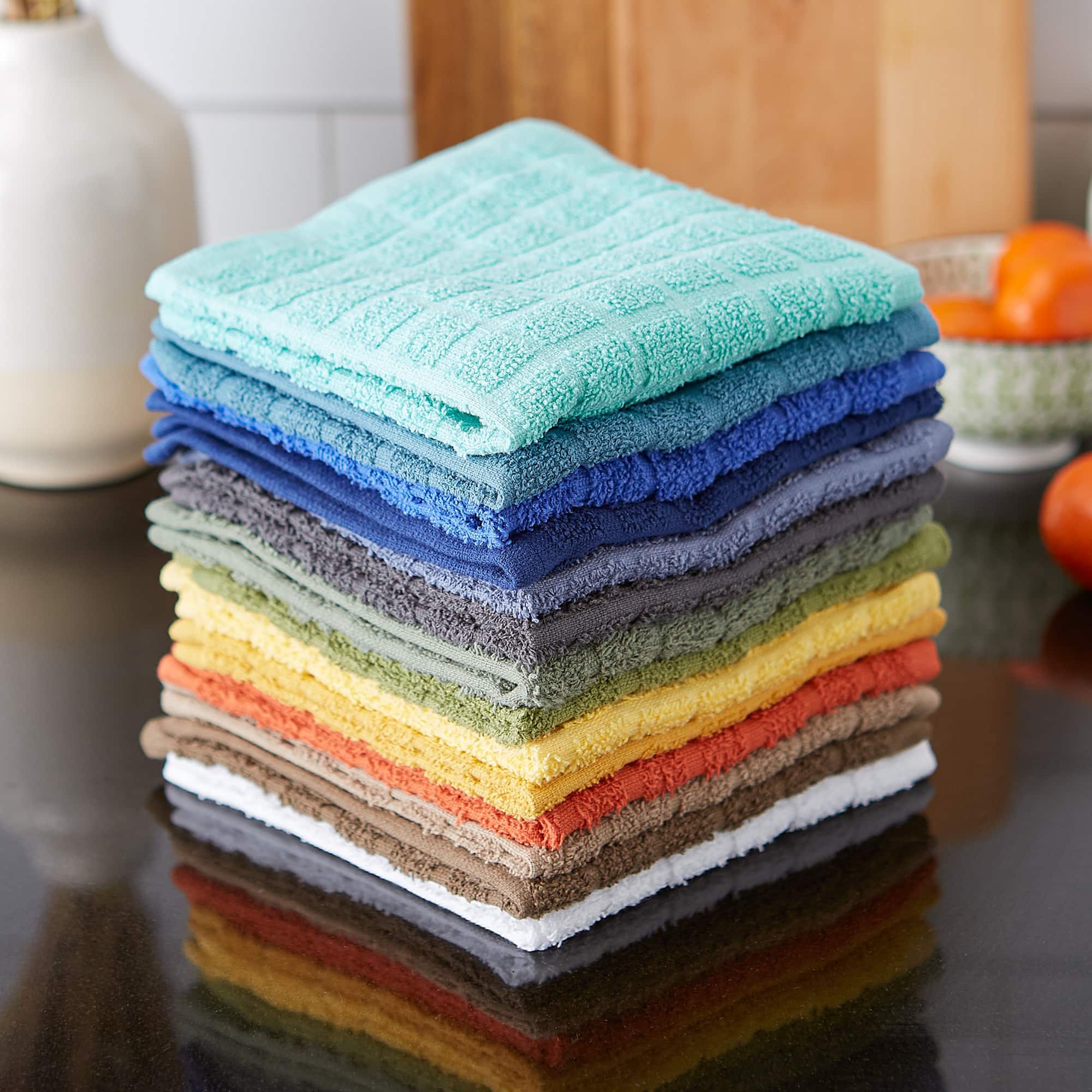 DII® Solid Windowpane Terry Dishcloth Set