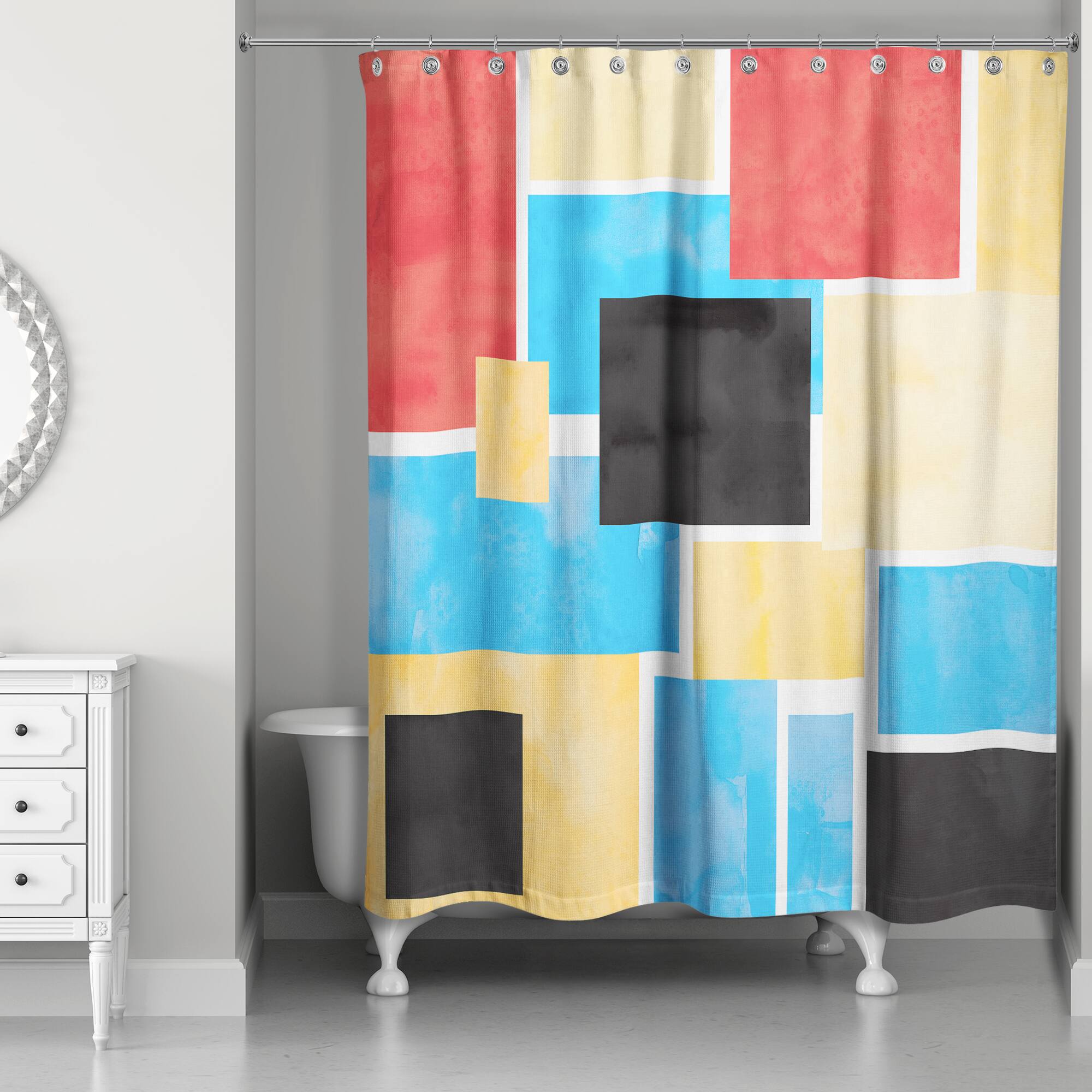 Colorful Primary Abstract I 71" x 74" Shower Curtain