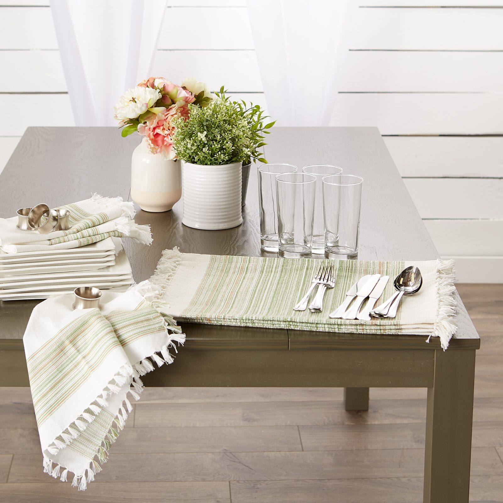 DII&#xAE; 13&#x22; x 20&#x22; Fringed Striped Tabletoppers, 6ct.