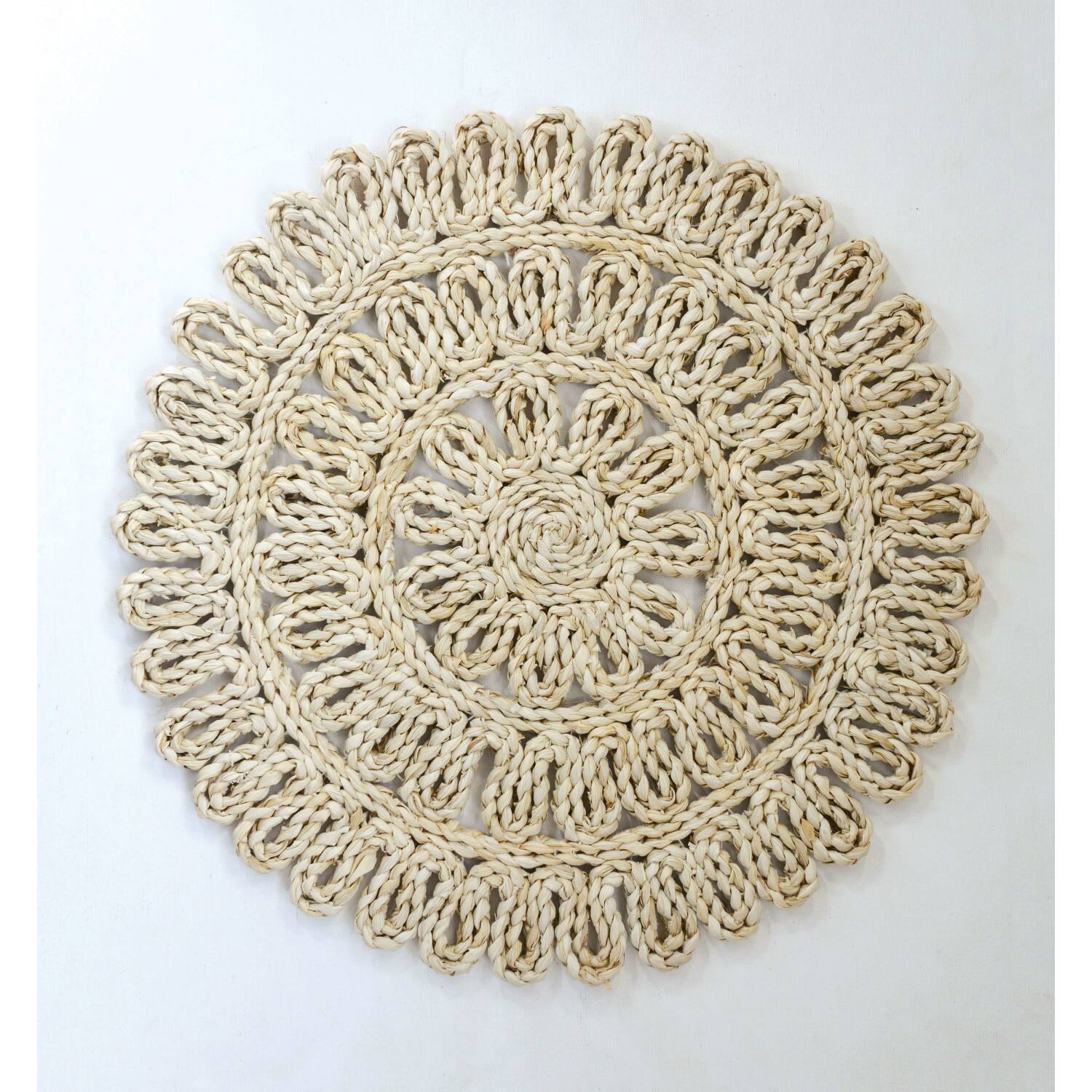 Hello Honey® 15" Round Beige Woven Straw Placemat