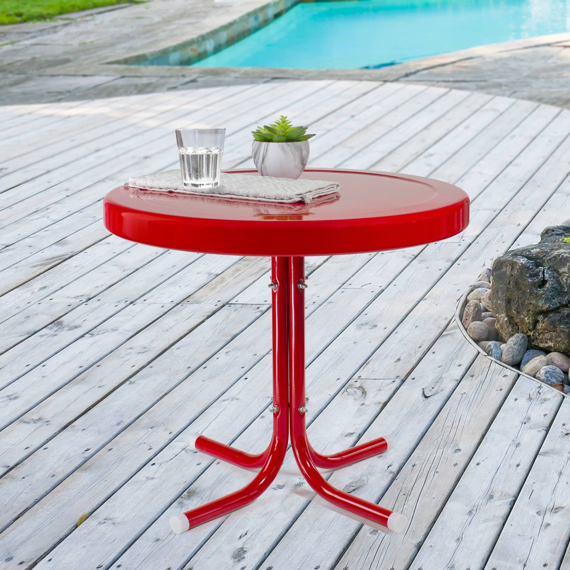 22&#x22; Outdoor Retro Tulip Side Table