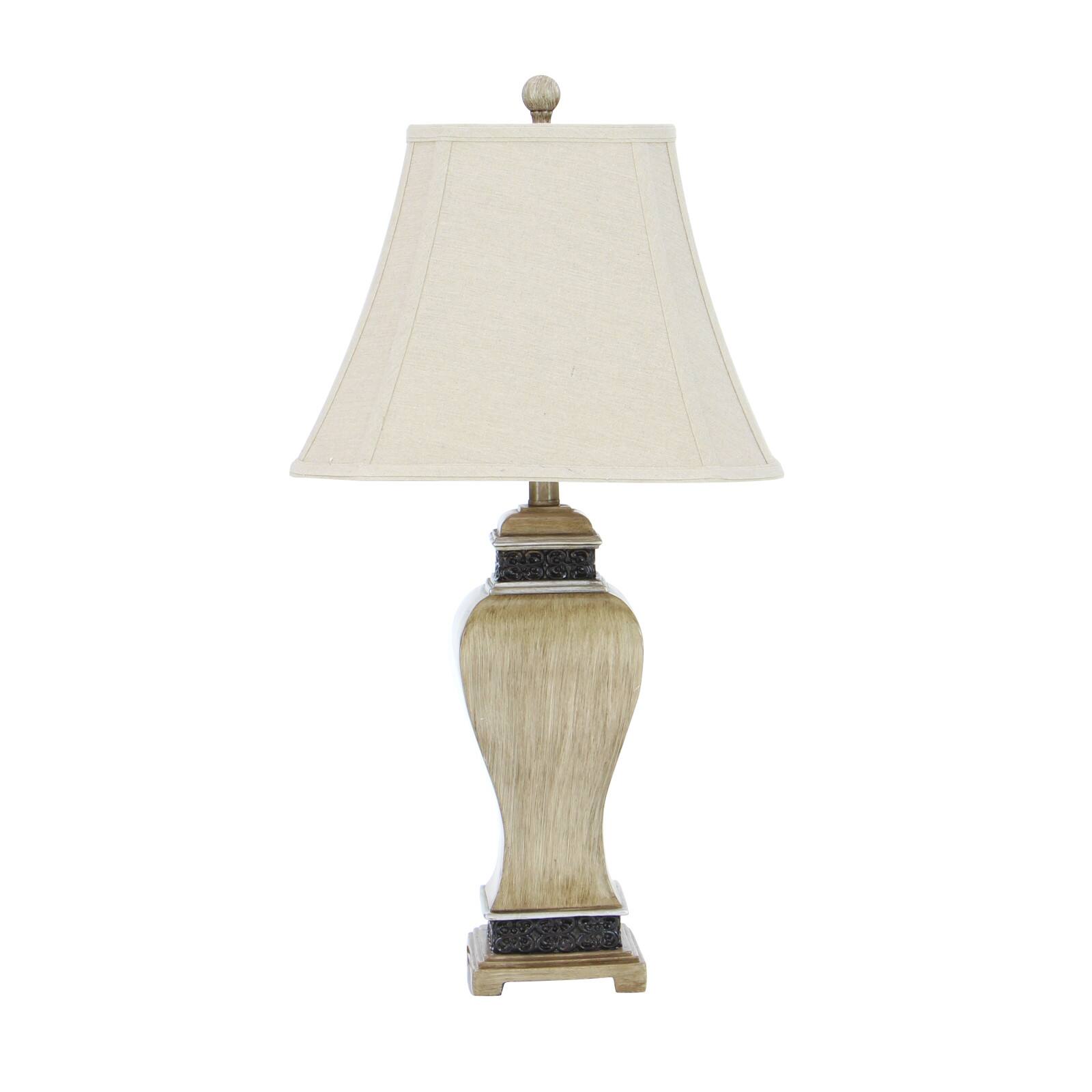 Set of 2 Brown Polystone Rustic Table Lamp, 29"