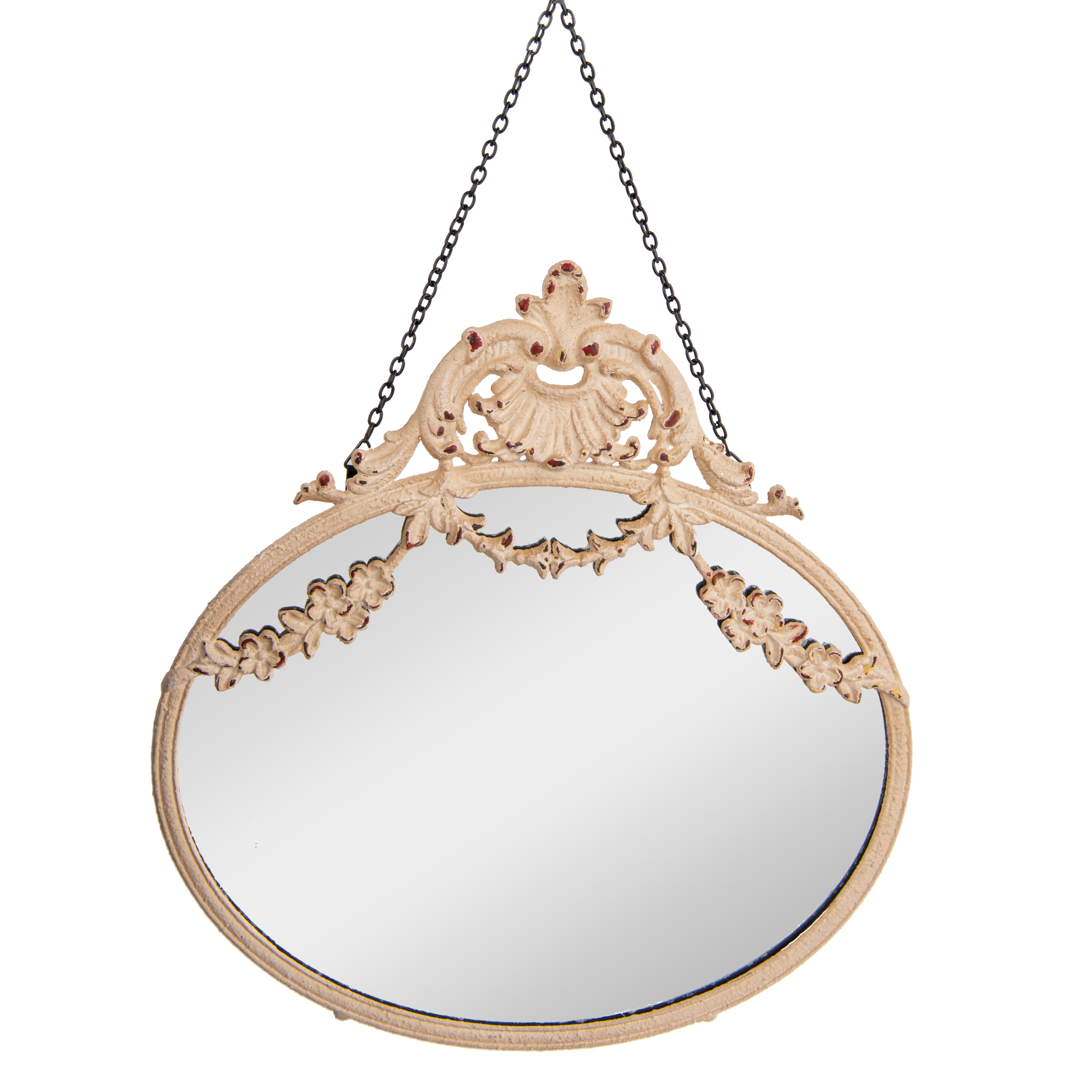 Hello Honey® Vintage Pewter Framed Wall Mirror with Decorative Chain