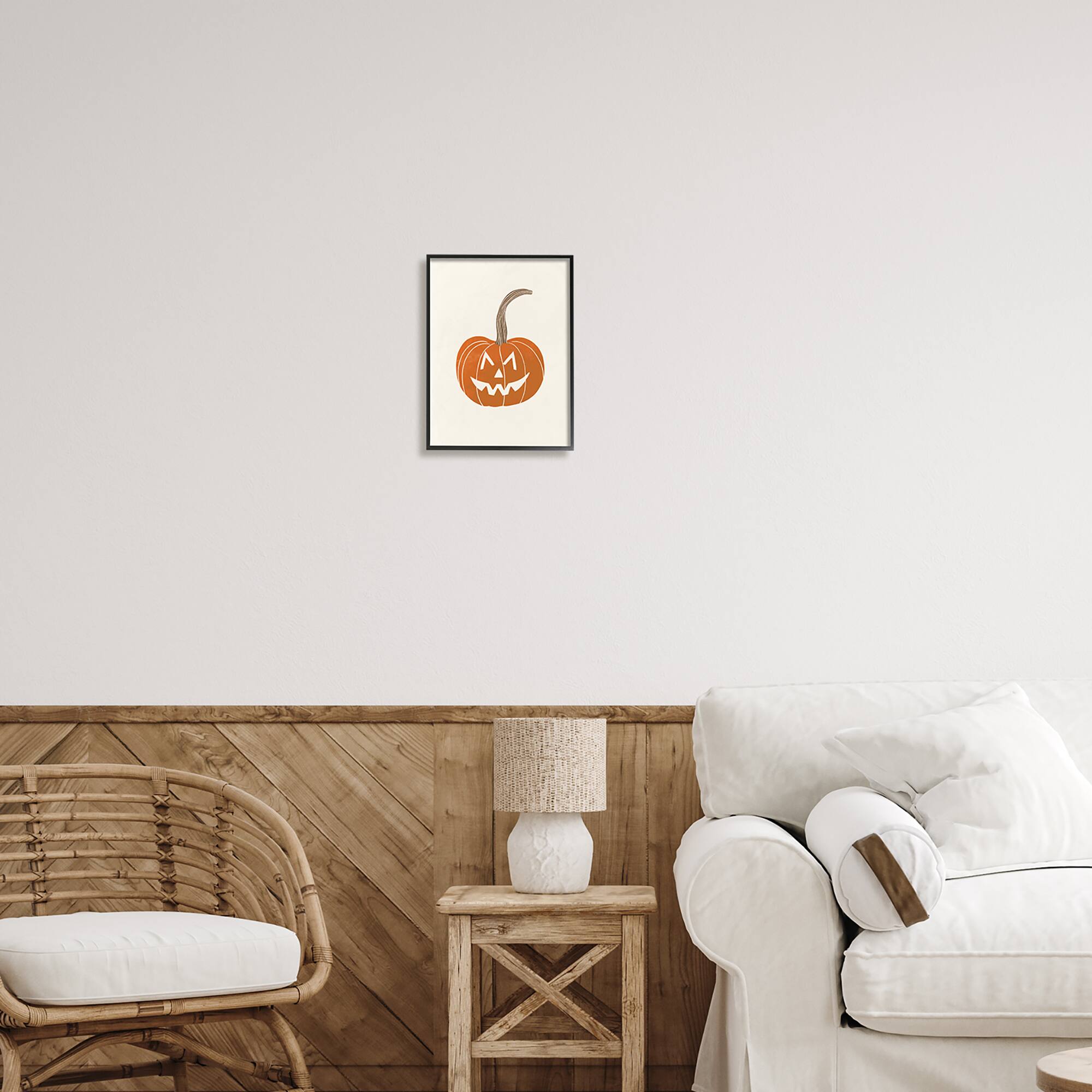 Stupell Industries Casual Jack-o-Lantern Smile Framed Giclee Art