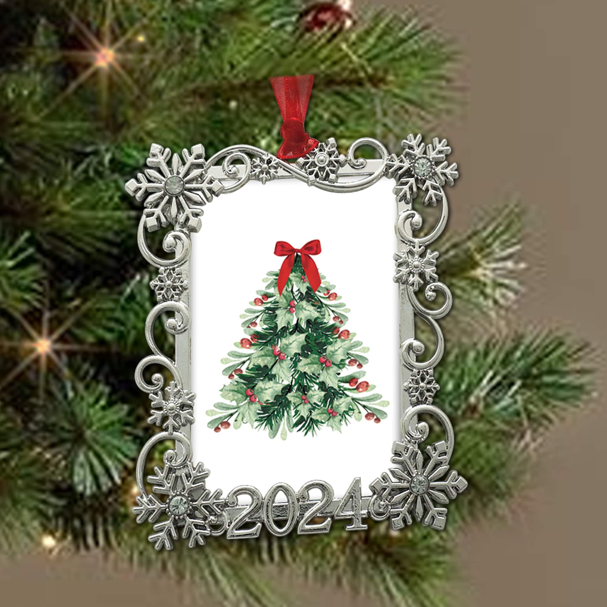 2&#x22; x 3&#x22; Silver Snowflake 2024 Ornament Frame by Studio D&#xE9;cor&#xAE;