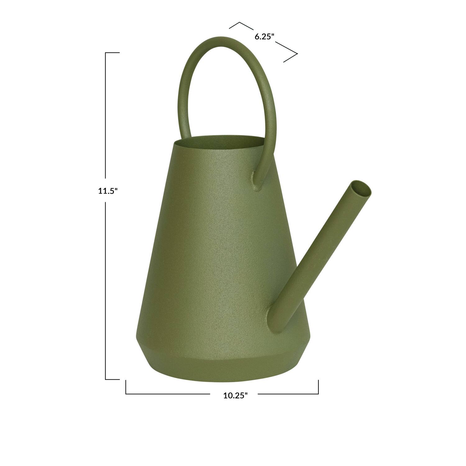 Hello Honey&#xAE; 11.5&#x22; Matte Green Textured Metal Garden Watering Can