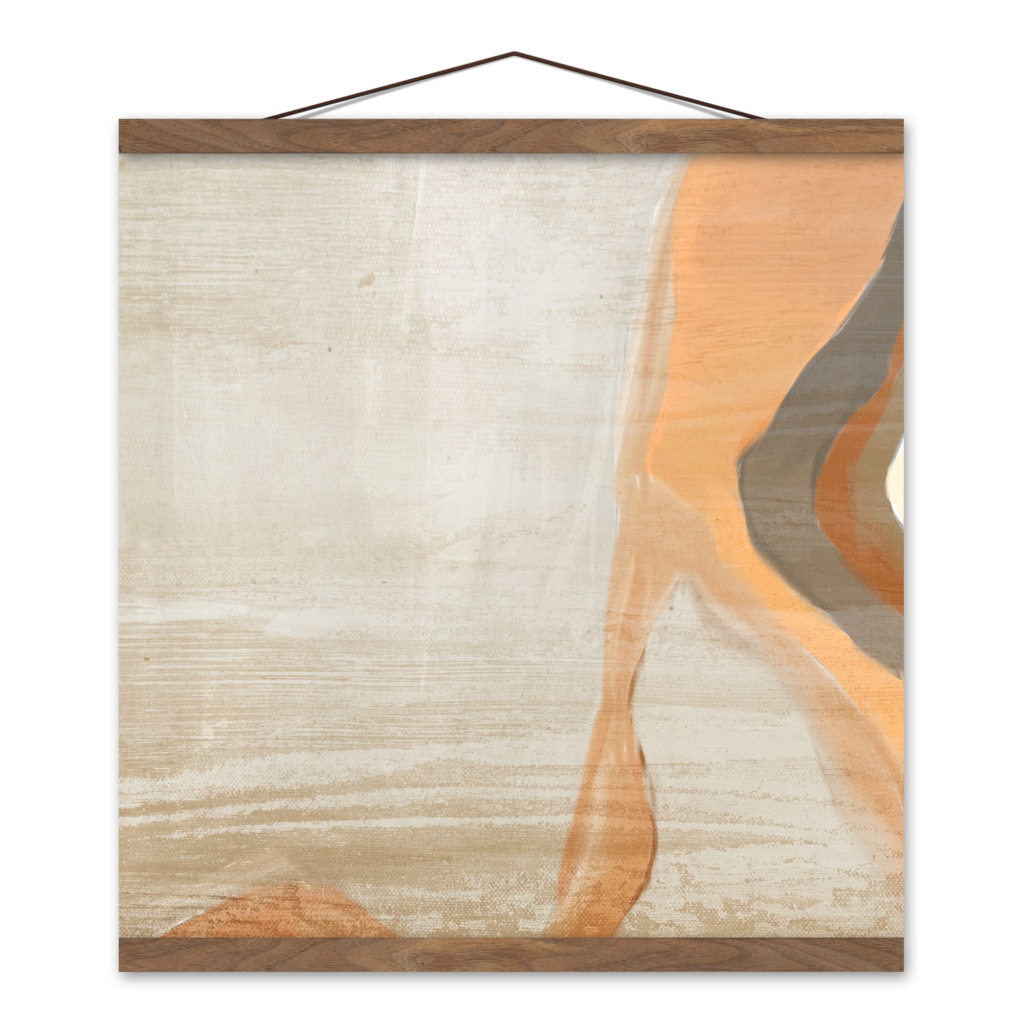 Geo Shape 16" x 16" Teak Hanging Canvas