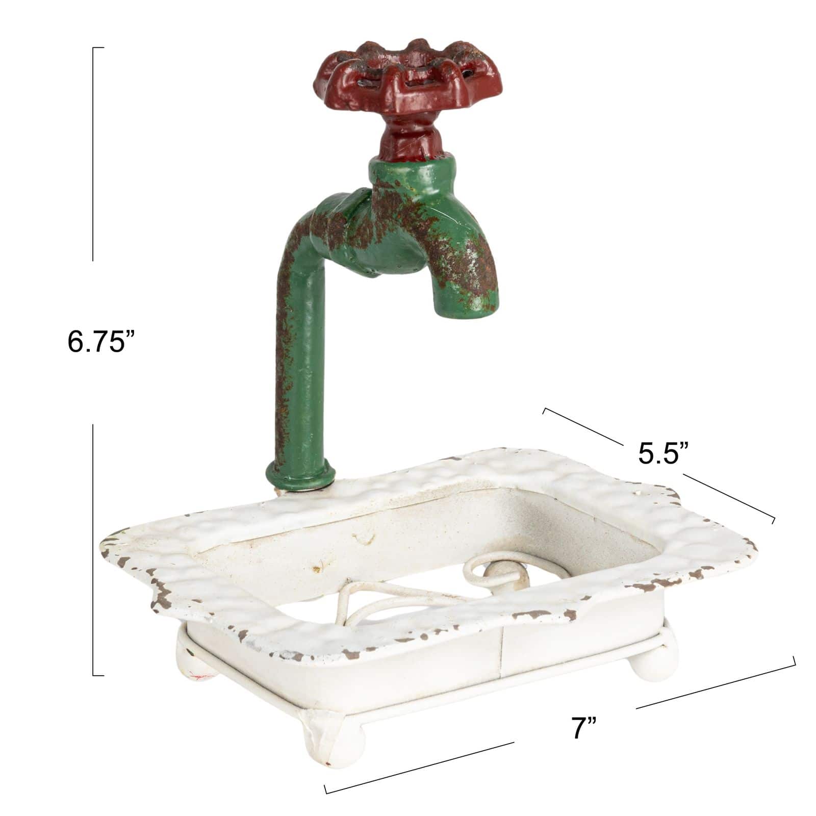 Charming Cast Iron Soap Dish with Miniature Faucet Detail